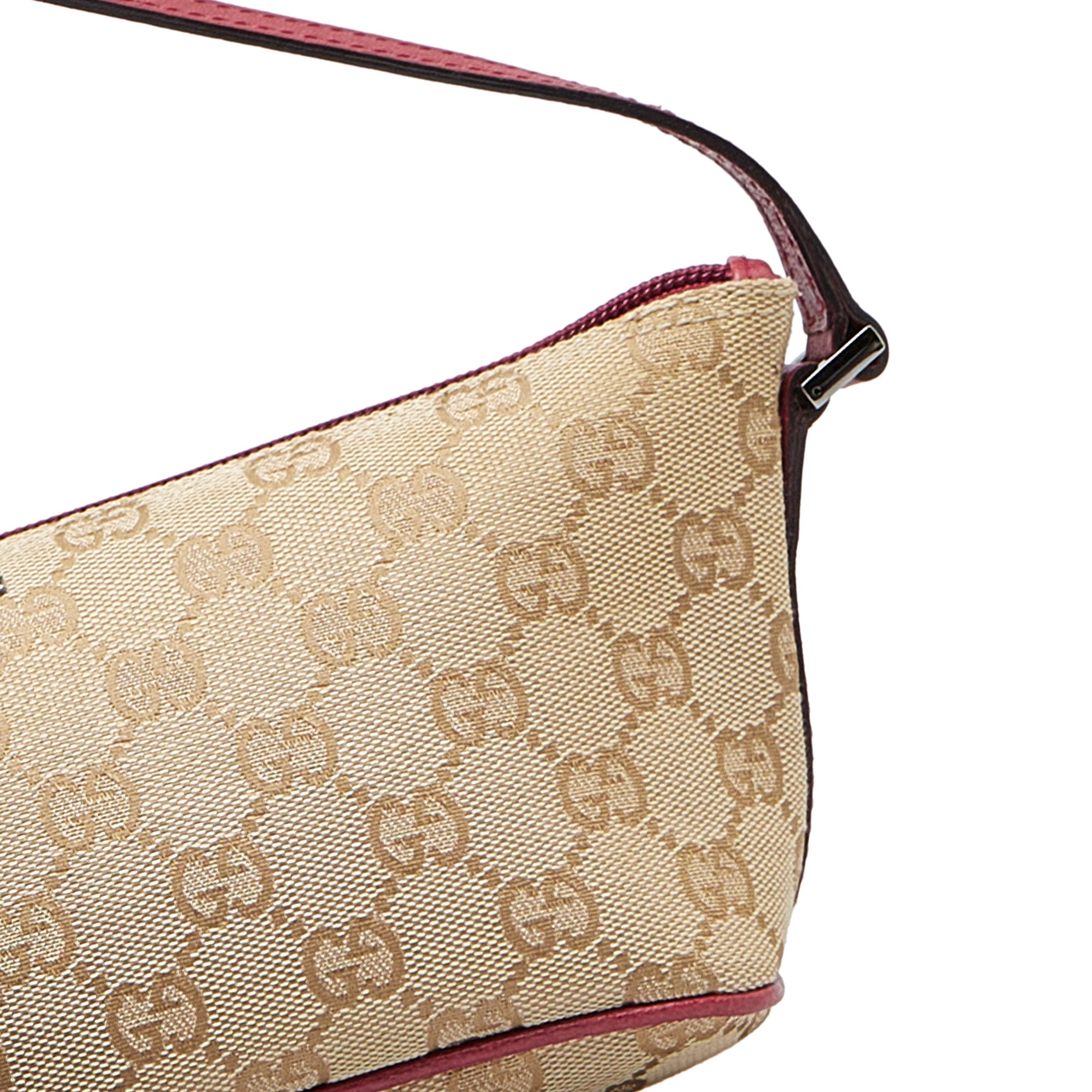 Gucci monogram beige baguette boat shoulder bag 100% authentic