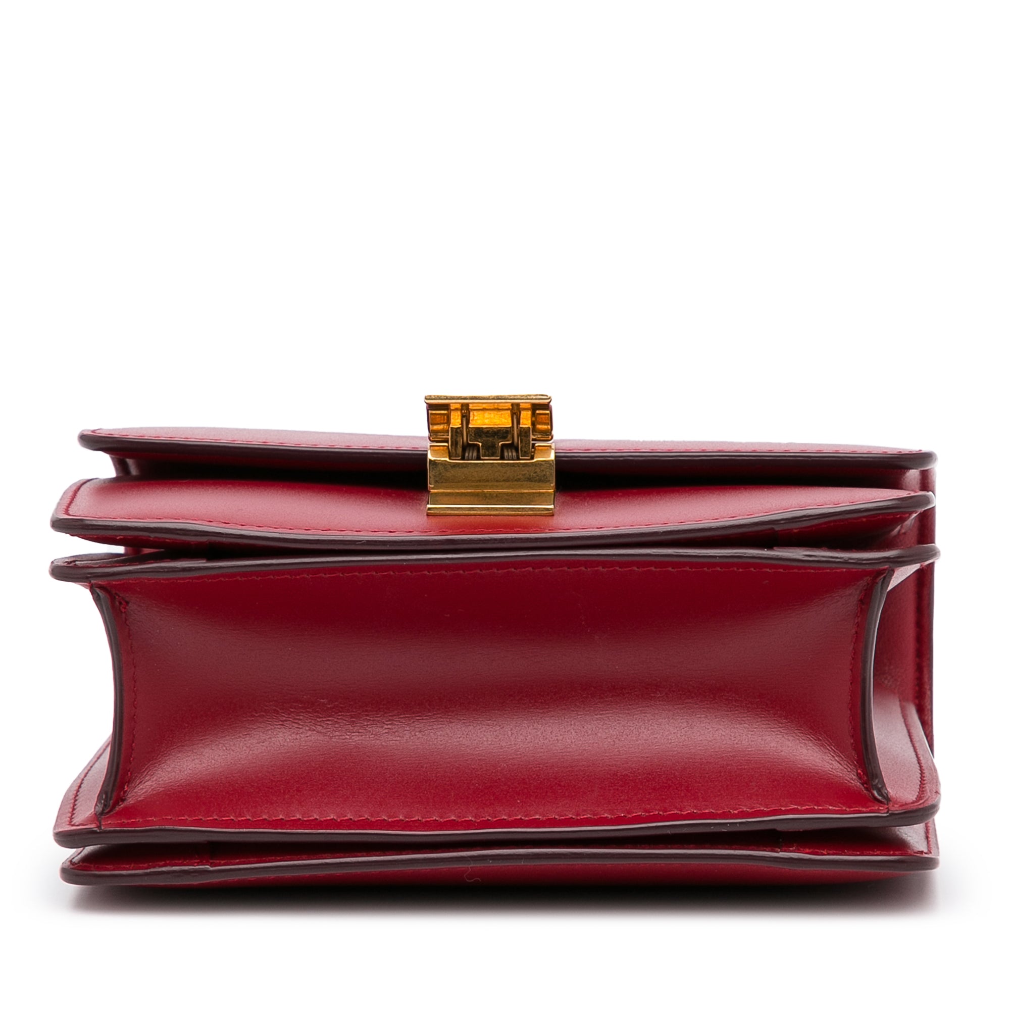 Authentic CELINE Classic Box Bag In Red Burgundy Calfskin
