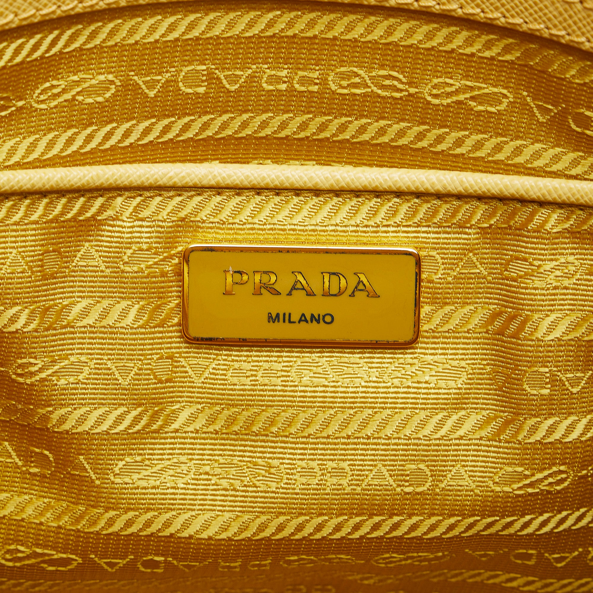 Yellow Prada Saffiano Lux Galleria Double Zip Satchel