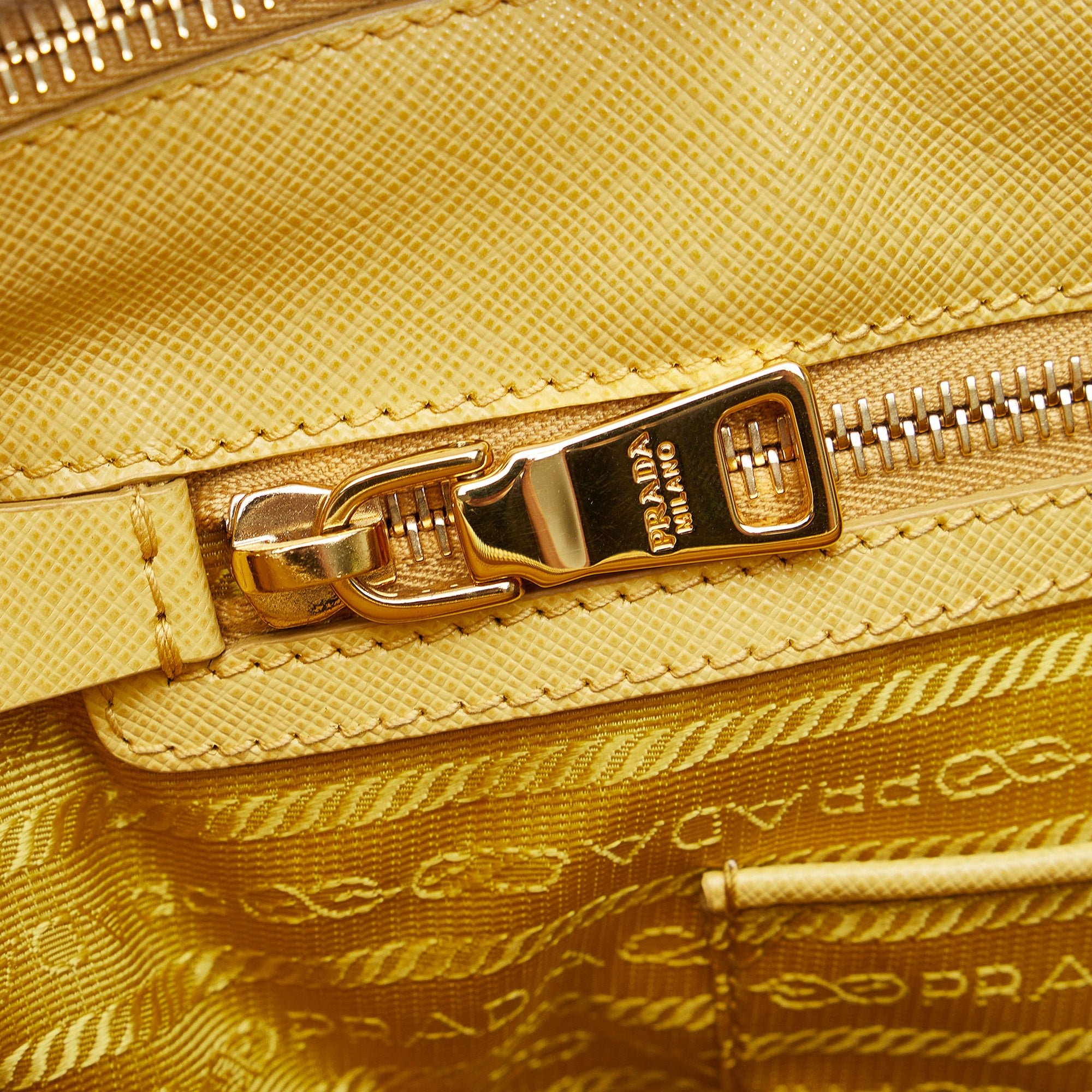 New Prada yellow sole Medium Saffiano Galleria Double Zip Tote Bag