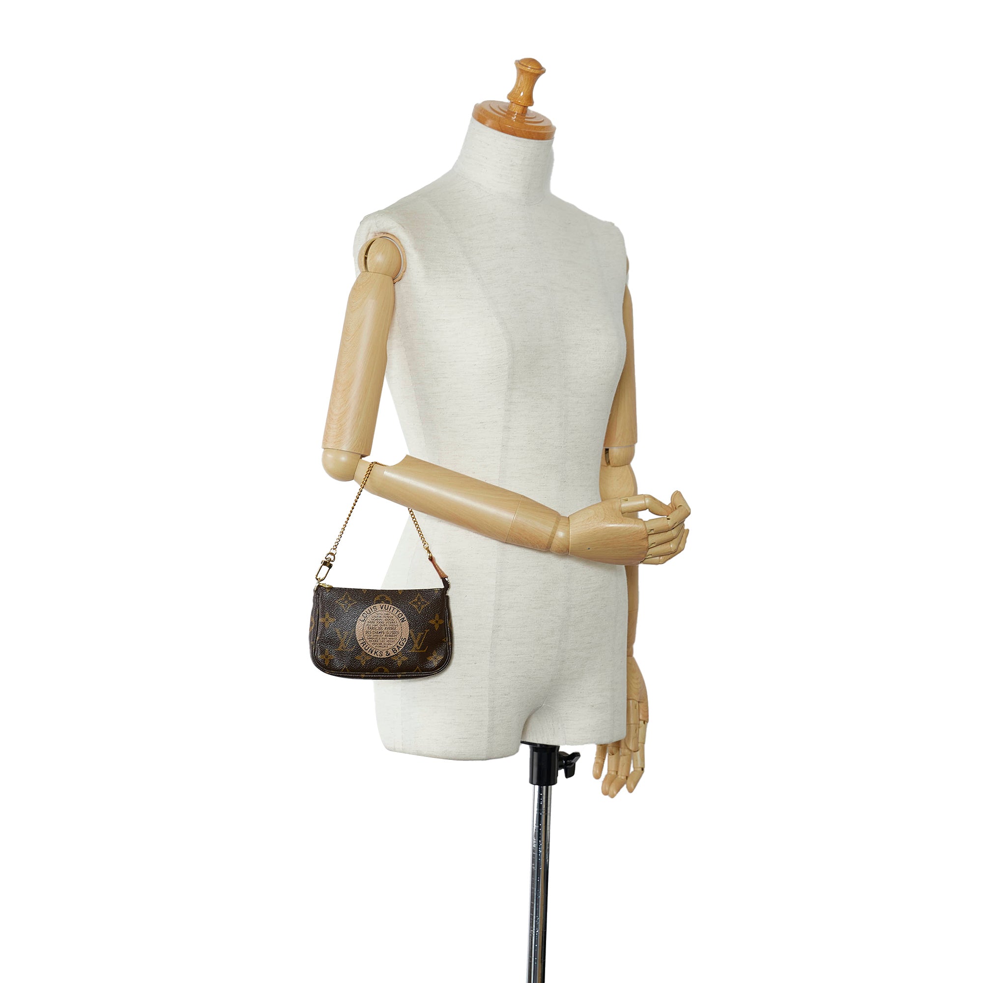 Louis Vuitton Mini Trunk & Bags Monogram Canvas Pochette Accessoires Pouch Brown