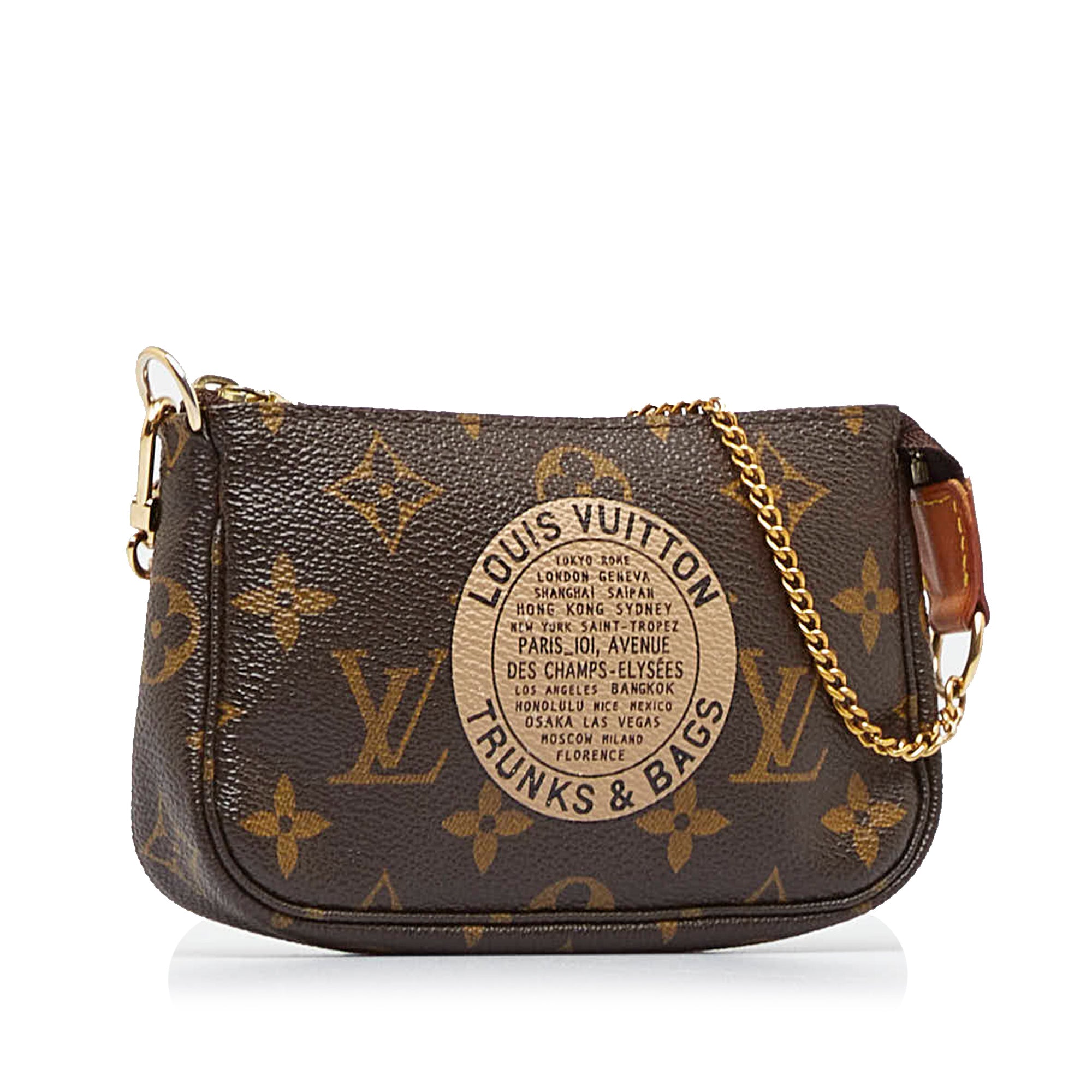 Louis Vuitton Logo Monogram Trunks And Bags Wallet On Chain Brown