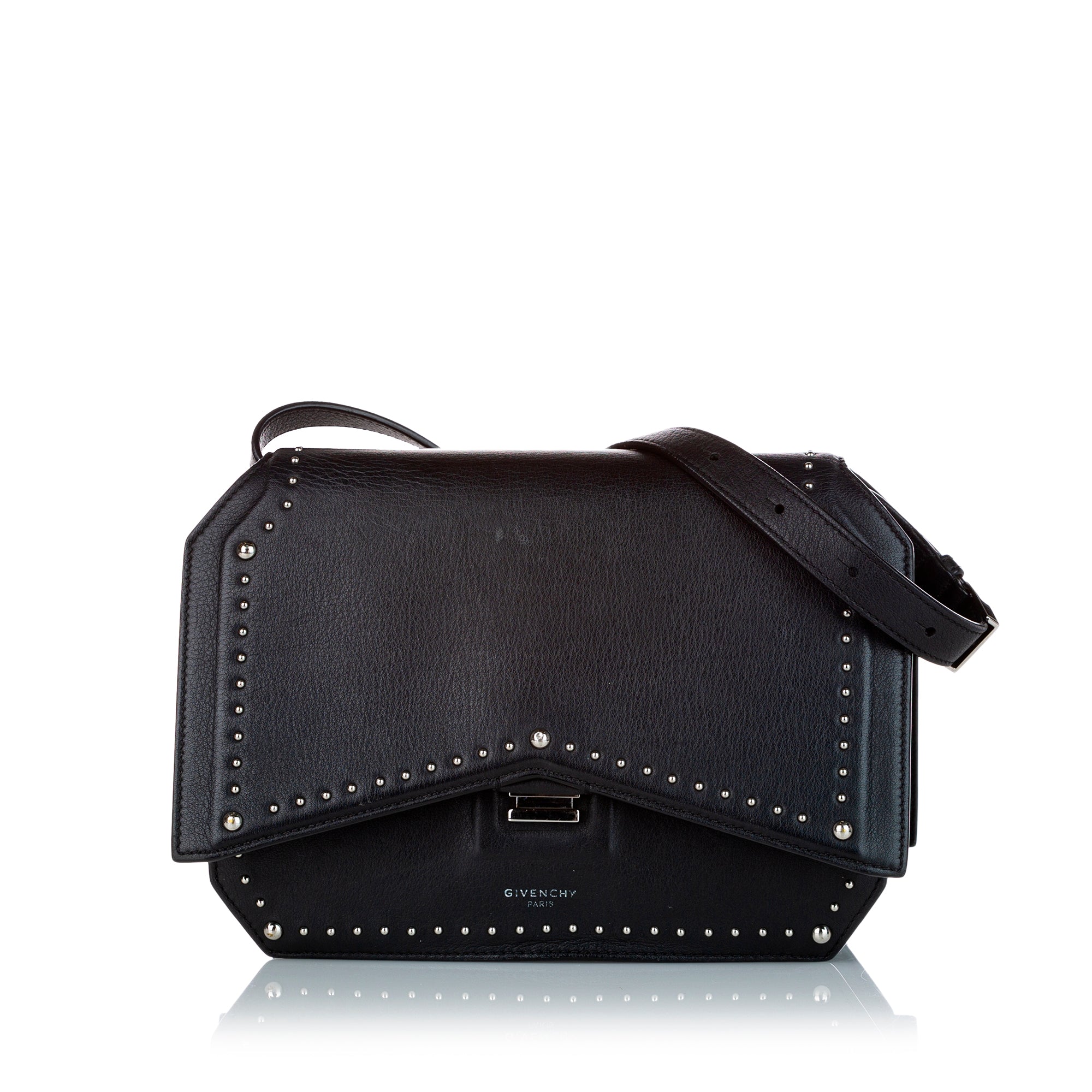 Black Givenchy Studded Bow Cut Leather Shoulder Bag | Designer Revival