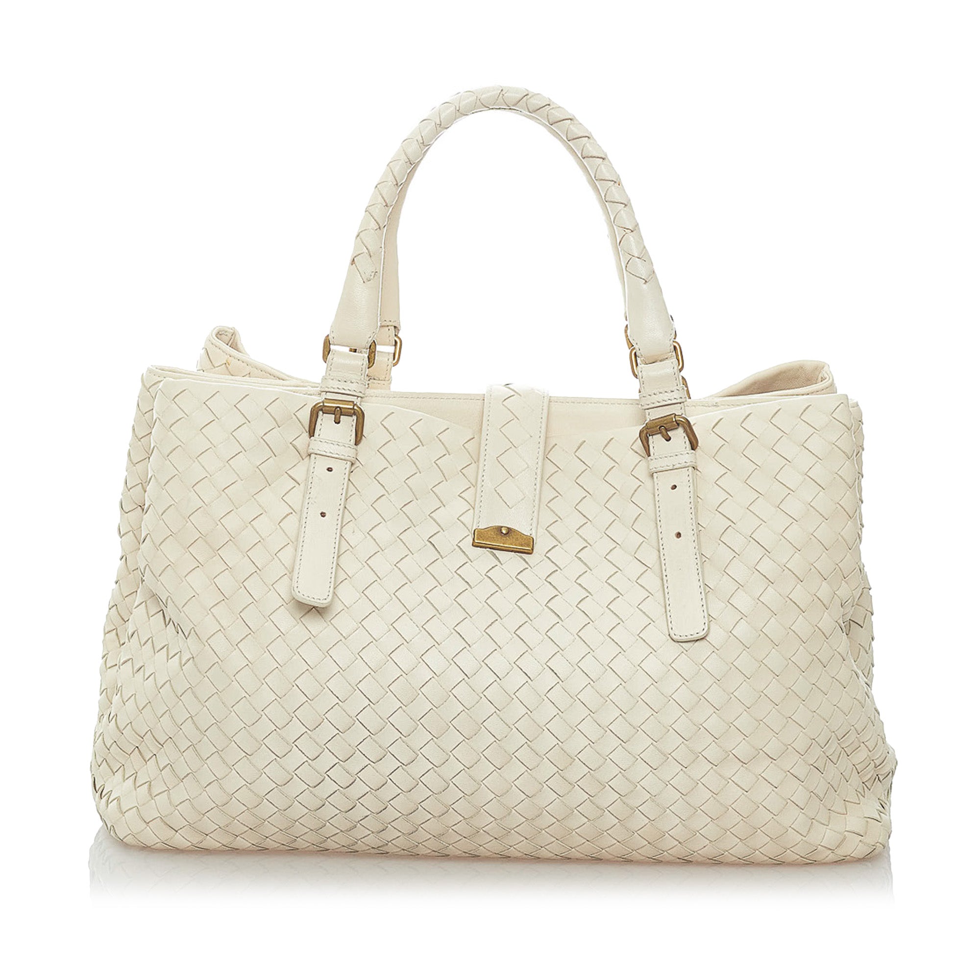 Bottega Veneta Beige Intrecciato Leather Mini Roma Tote Bottega Veneta