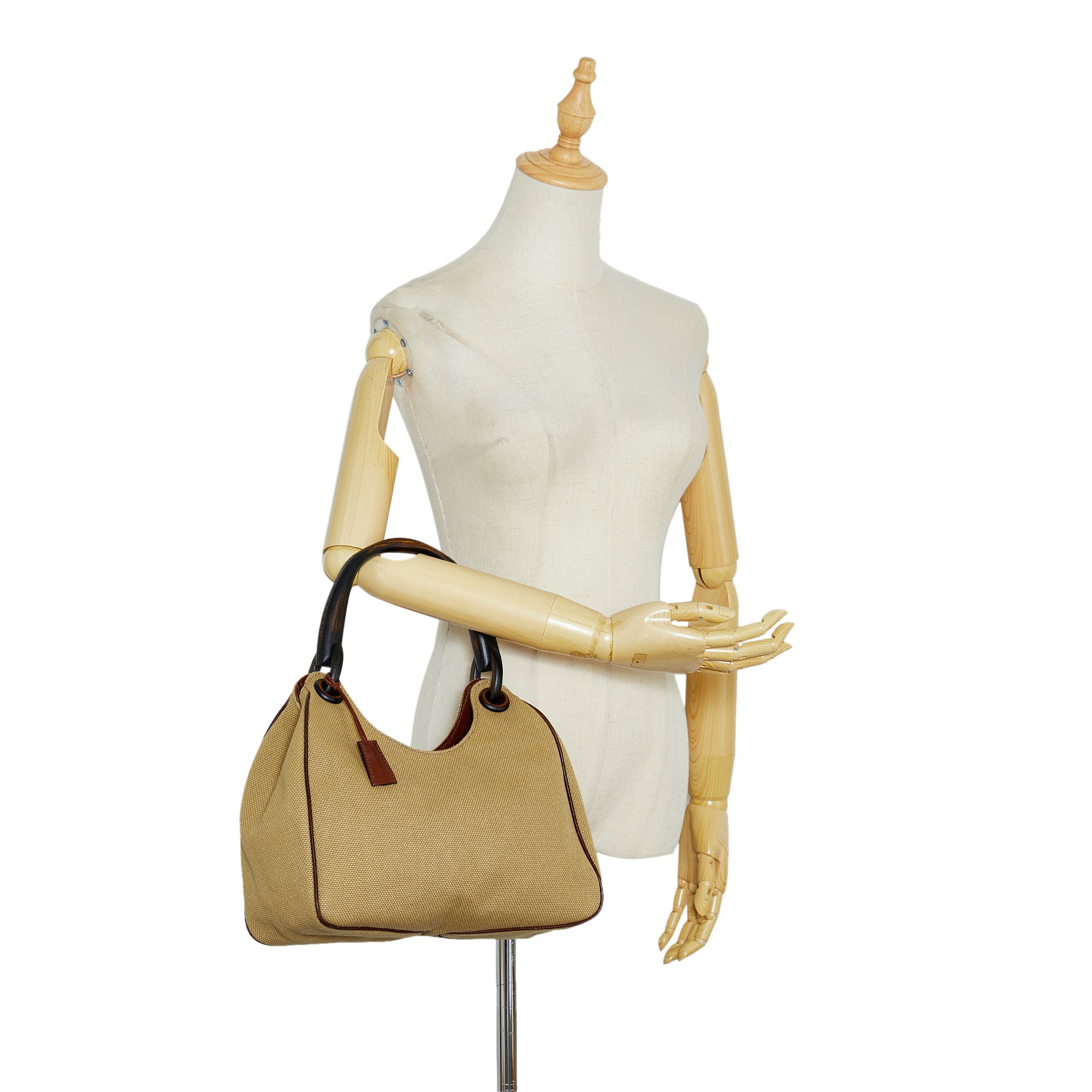 GUCCI Tote Bag 106294 Wood handle canvas/leather beige beige Women