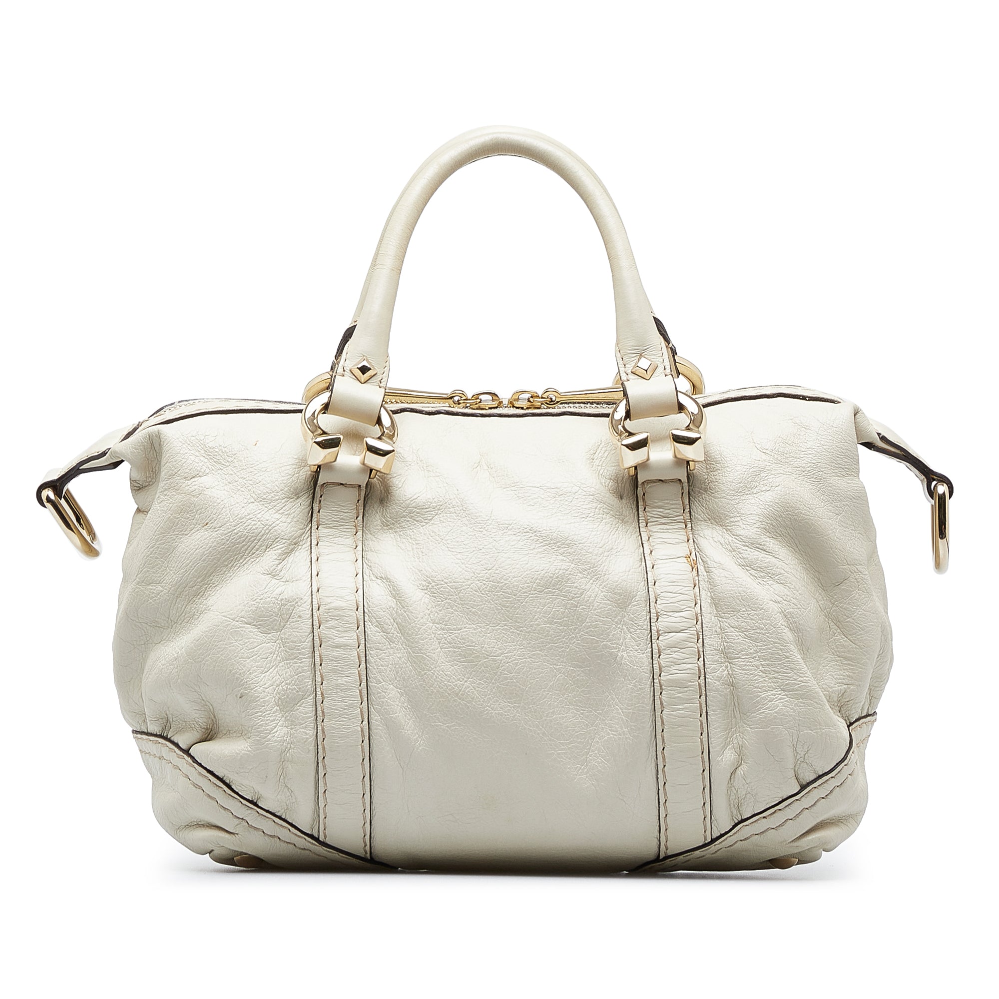White Gucci Horsebit Nail Boston Bag – Designer Revival