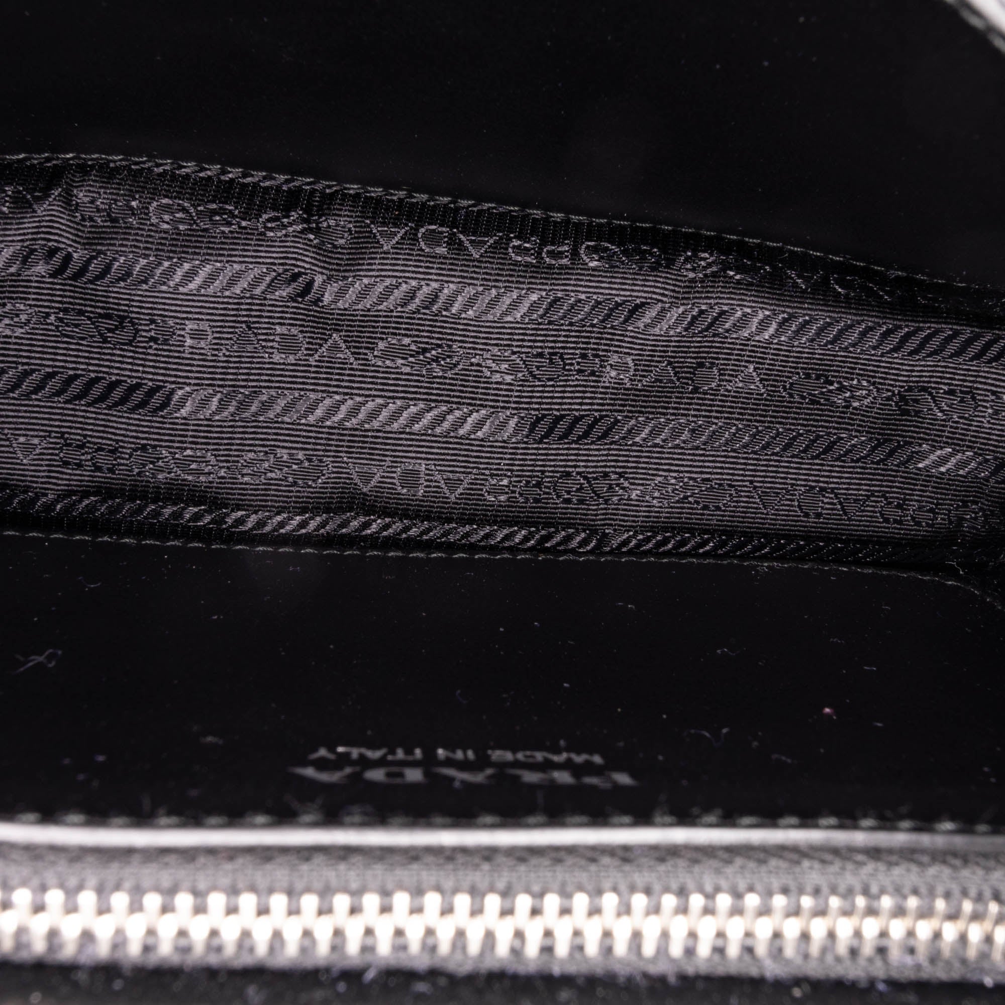 Prada Black Saffiano Leather Retro Logo Flat Crossbody