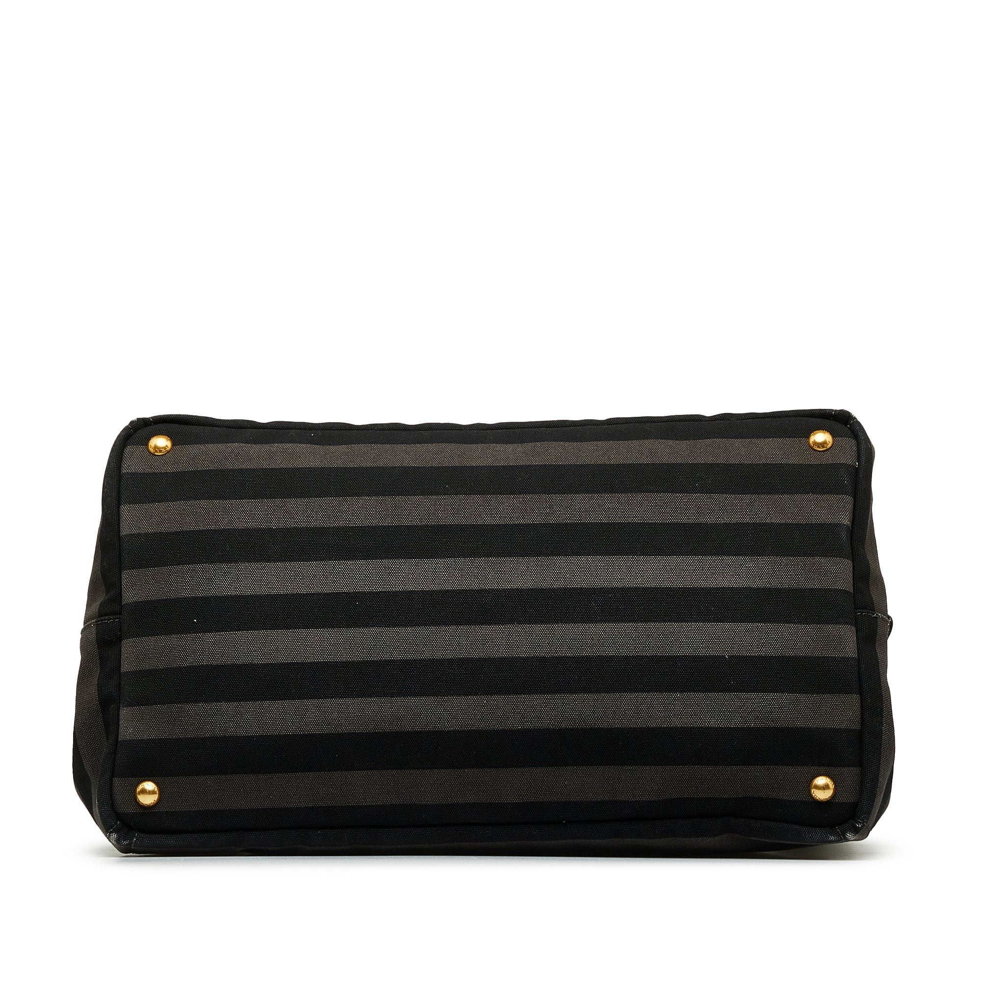 Prada Black Leather and Nylon Striped Tote Bag