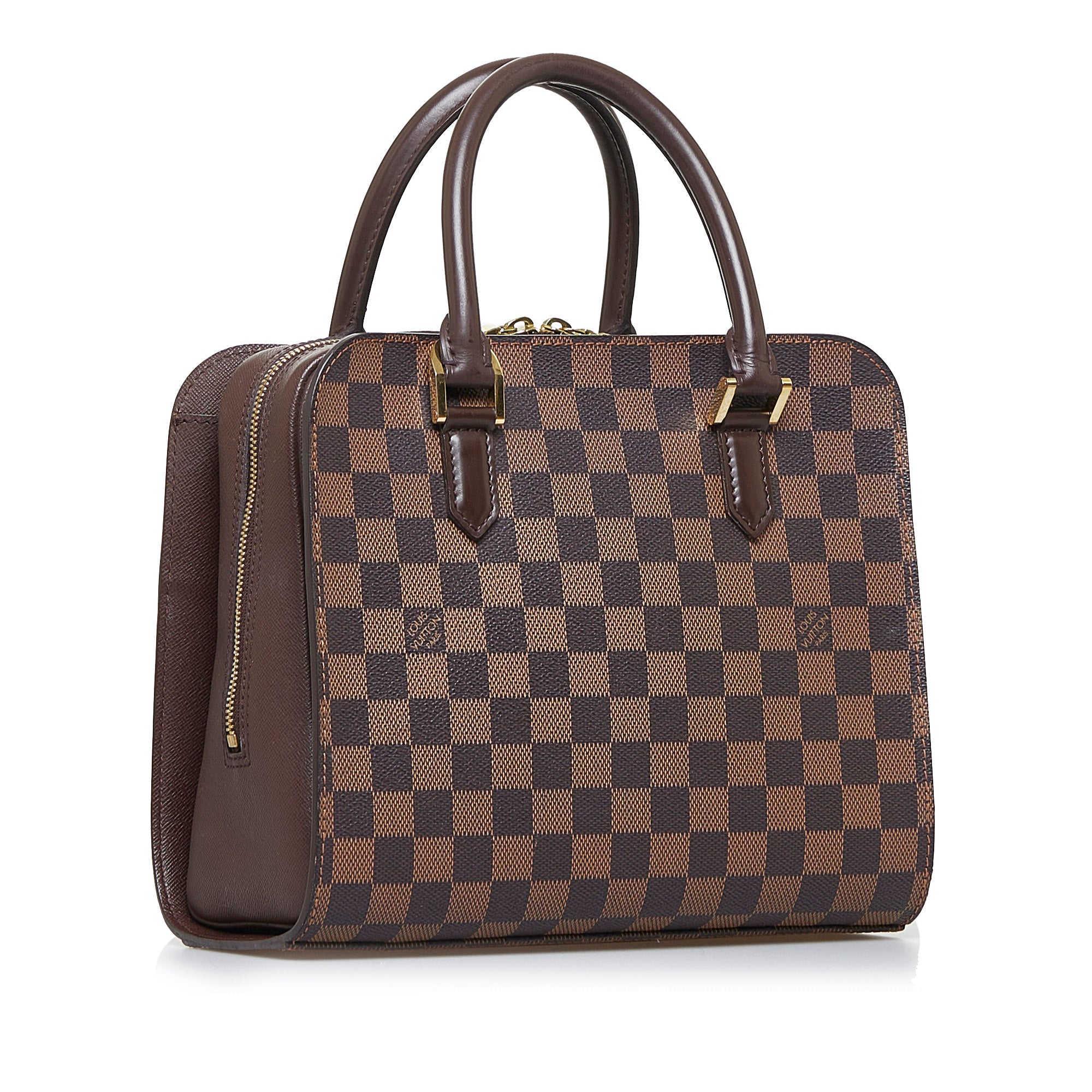 LOUIS VUITTON Triana Damier Ebene Satchel Bag Brown