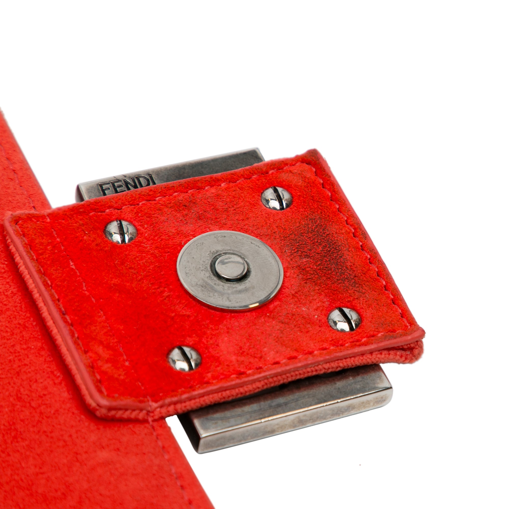Red Fendi Midi Chain Baguette Satchel – Designer Revival