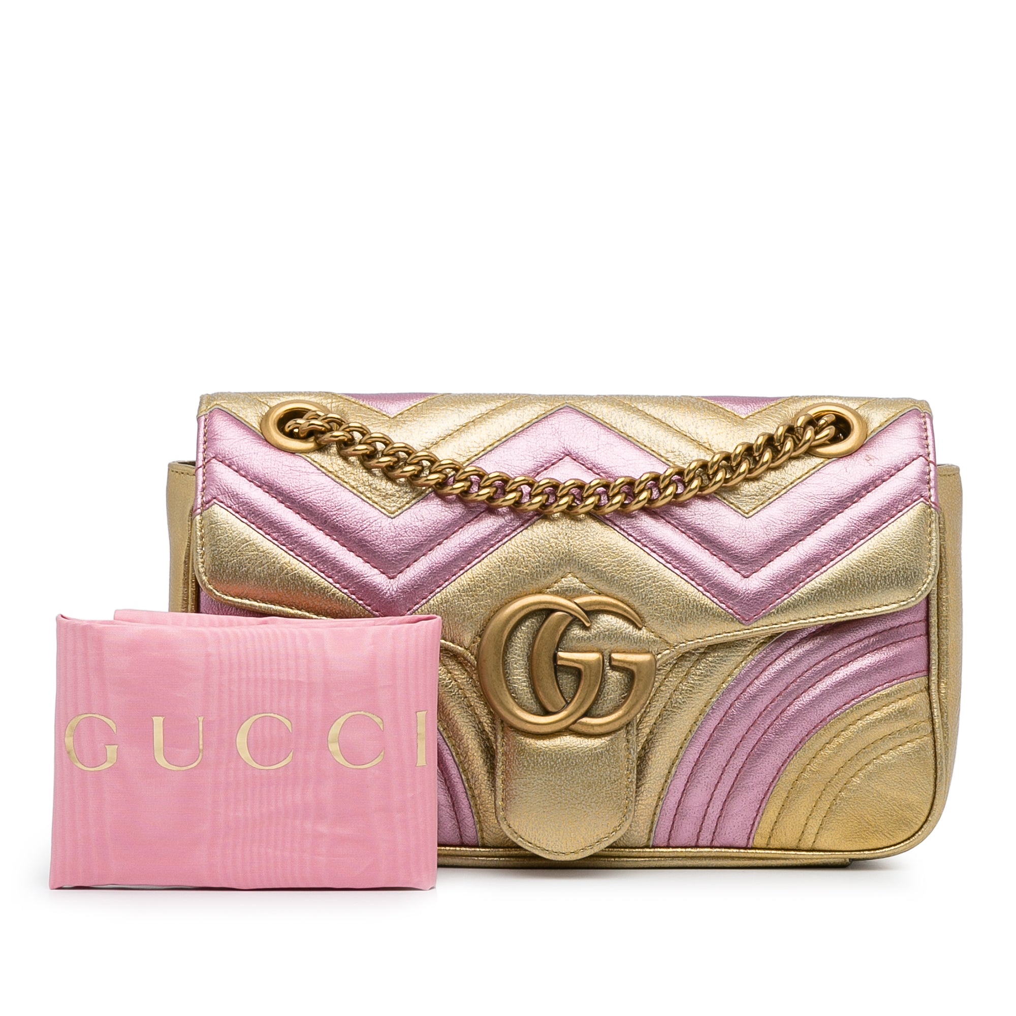 Gold Gucci Small GG Marmont Matelasse Crossbody Bag