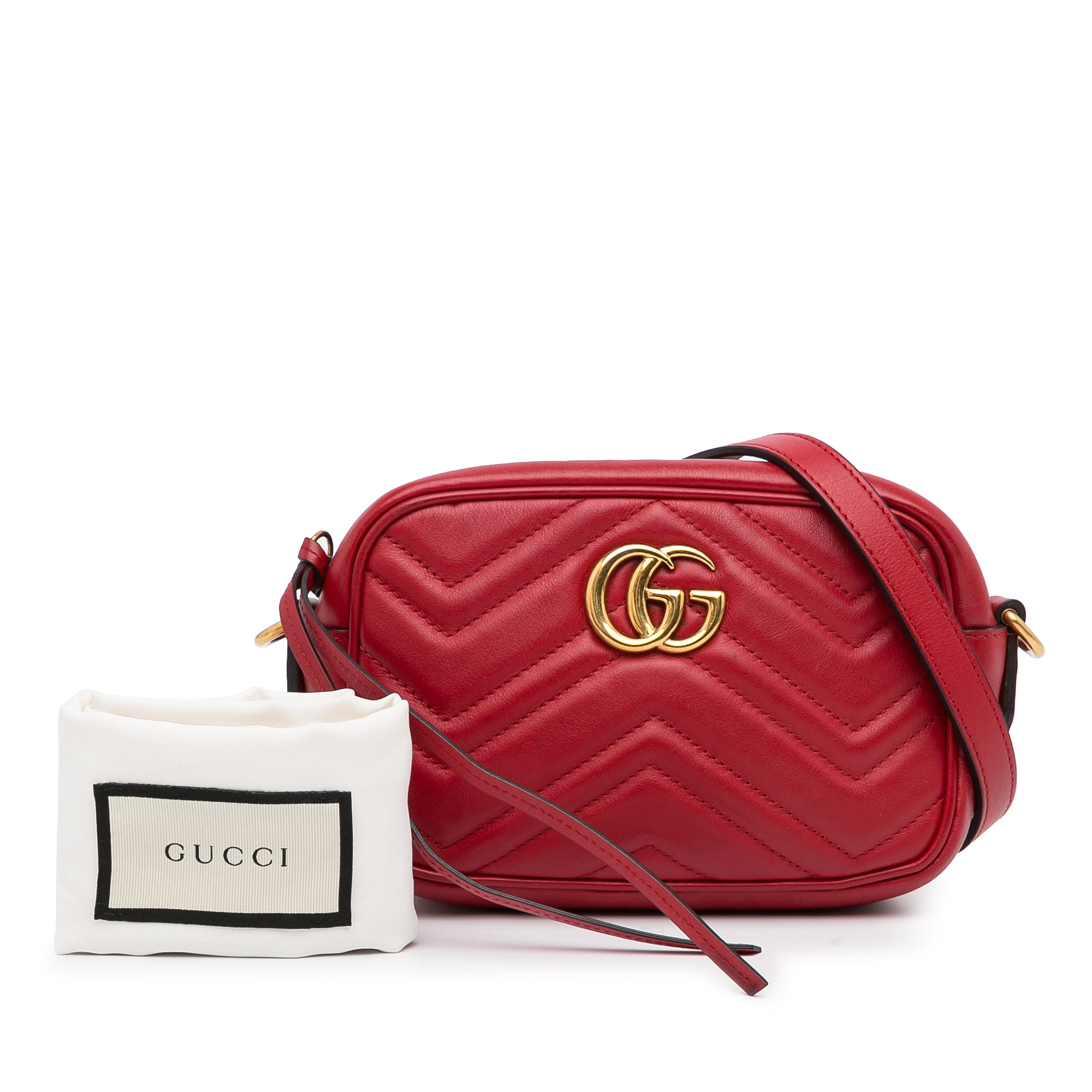 GUCCI GG Marmont Key Pouch Key Case Pink Matelasse Leather Auth