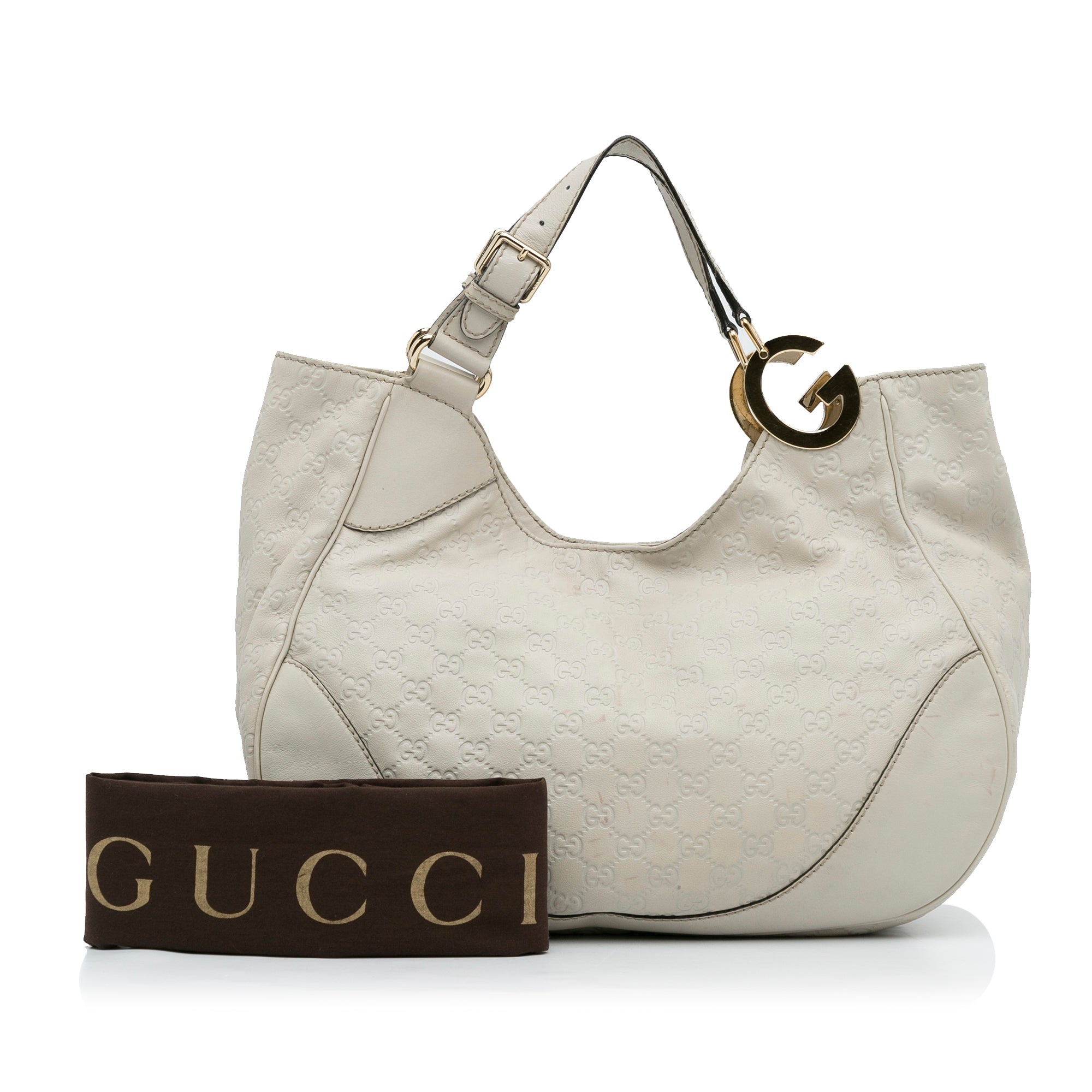 GUCCI PUNCH GUCCISSIMA IVORY LEATHER HOBO BAG - Still in fashion