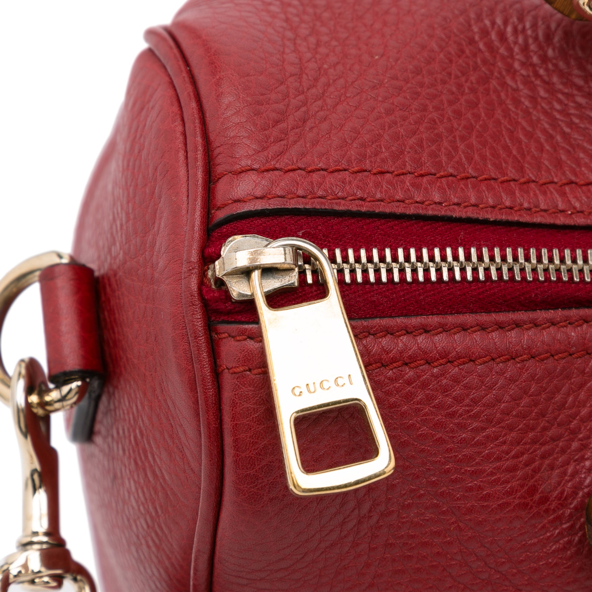 GUCCI Red Leather Soho Boston Bag