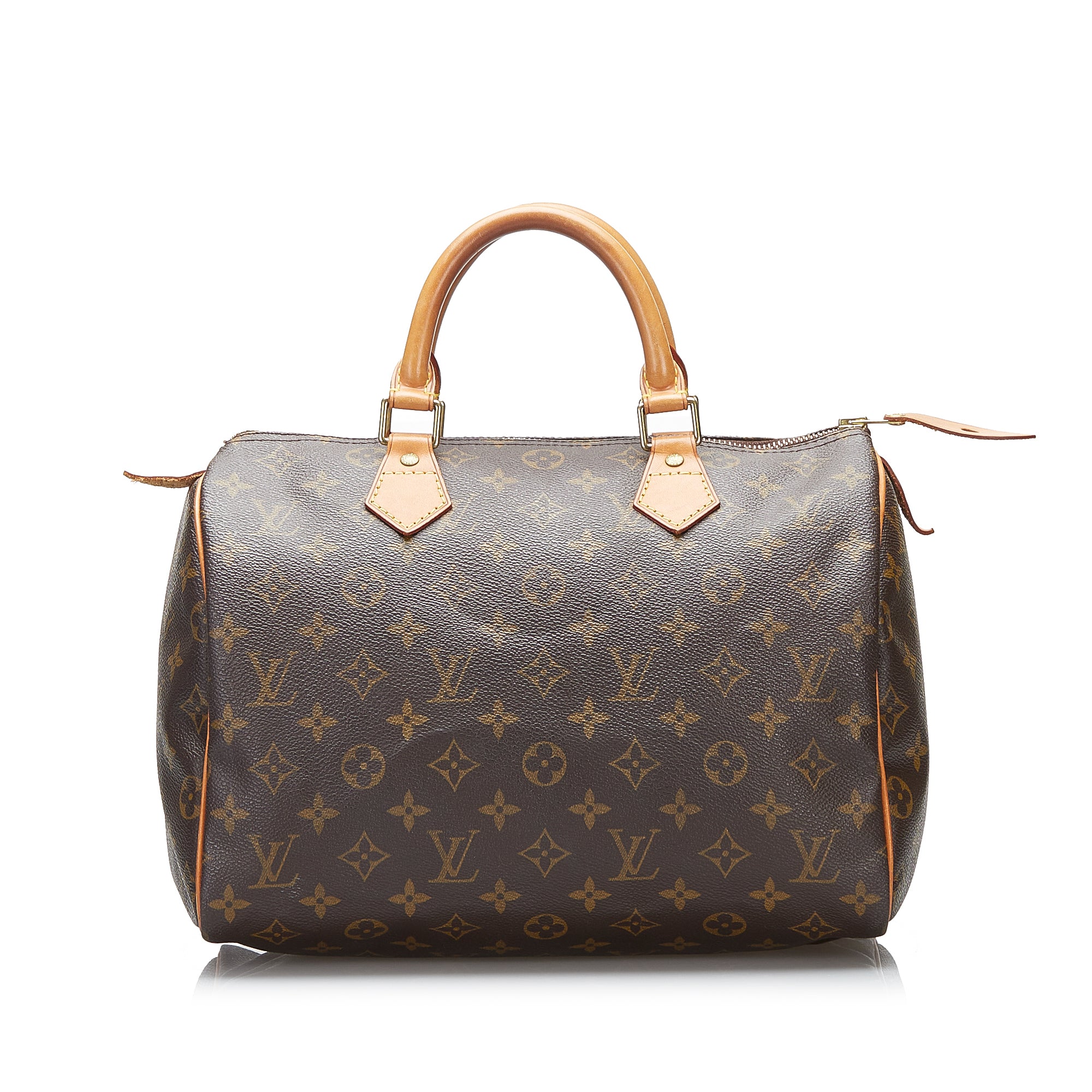 Women Pre-Owned Authenticated Louis Vuitton Monogram Speedy 30 Canvas Brown  Boston Bag Top HandleBag 