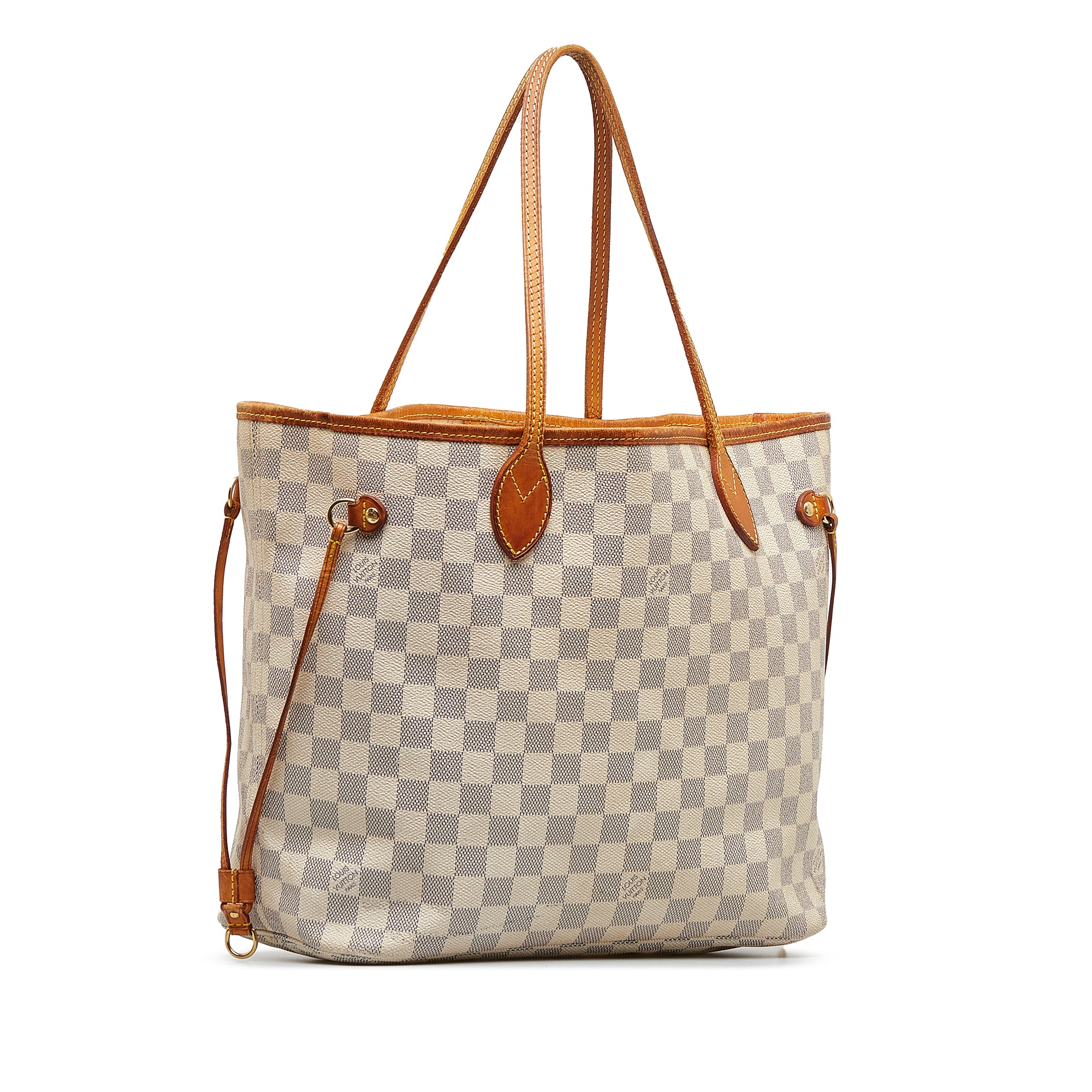 Louis Vuitton Neverfull Pochette Mm Gm White Damier Azur Canvas