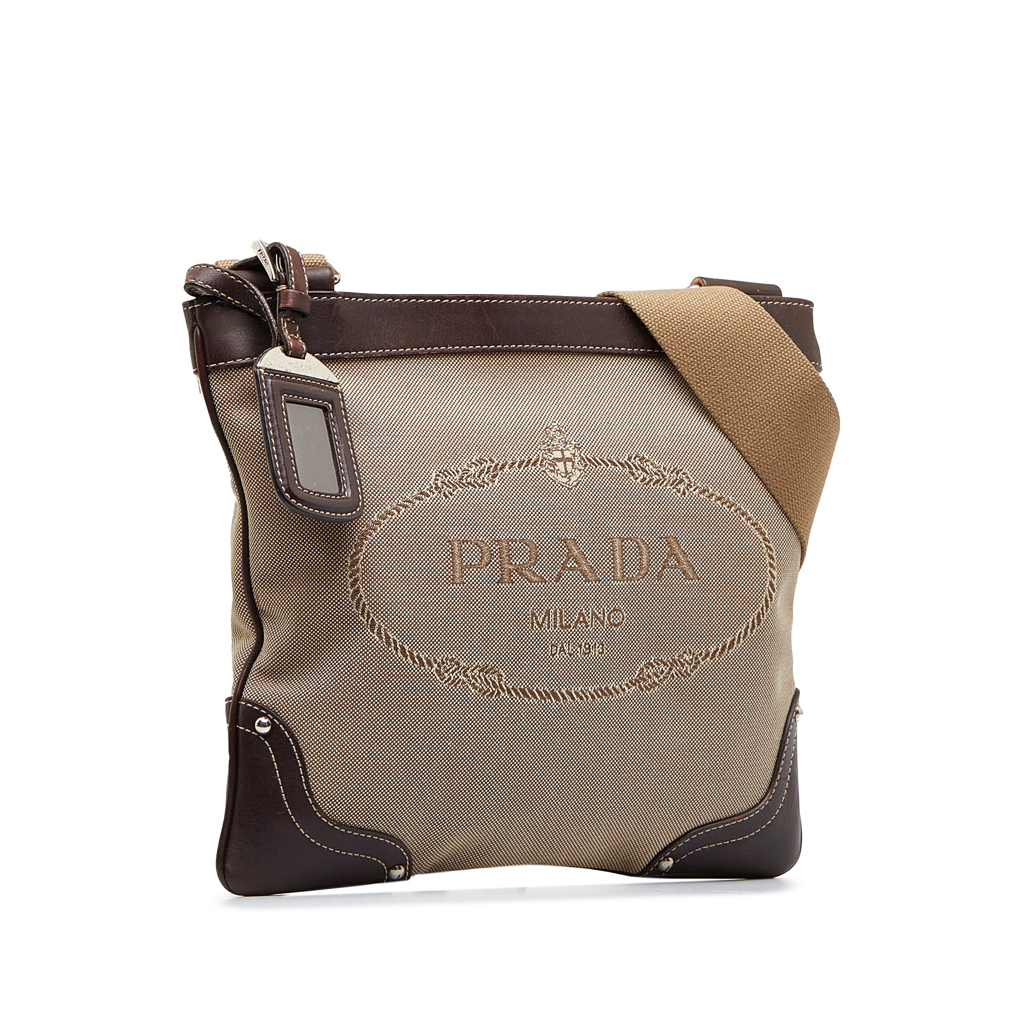 Brown Prada Canapa Logo Crossbody Bag – Designer Revival