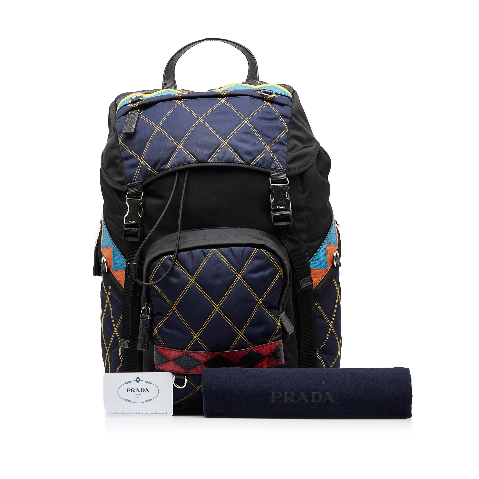 Blue Prada Tessuto Impuntu Backpack Designer Revival