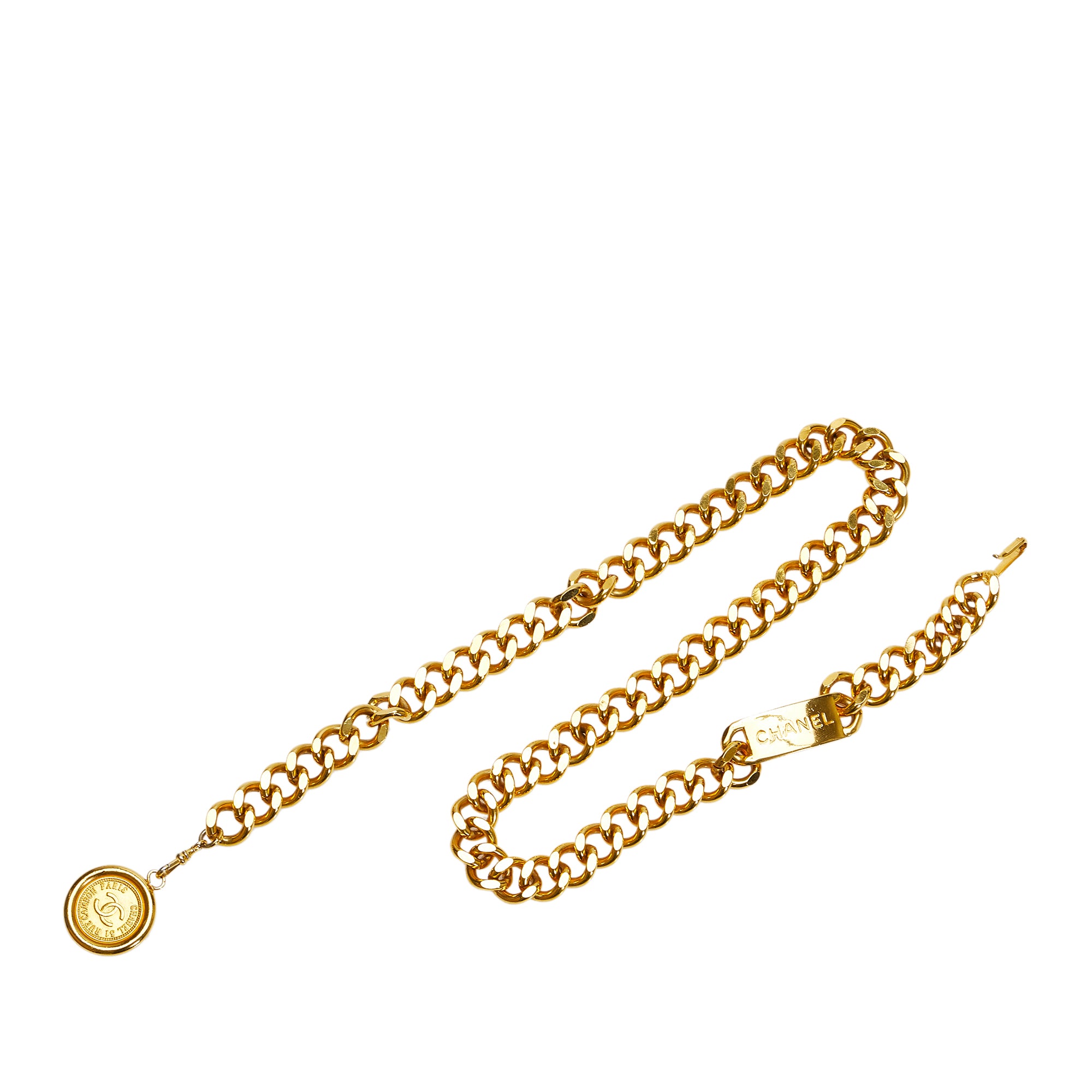 Gold Chanel CC Medallion Chain-Link Belt | Revival