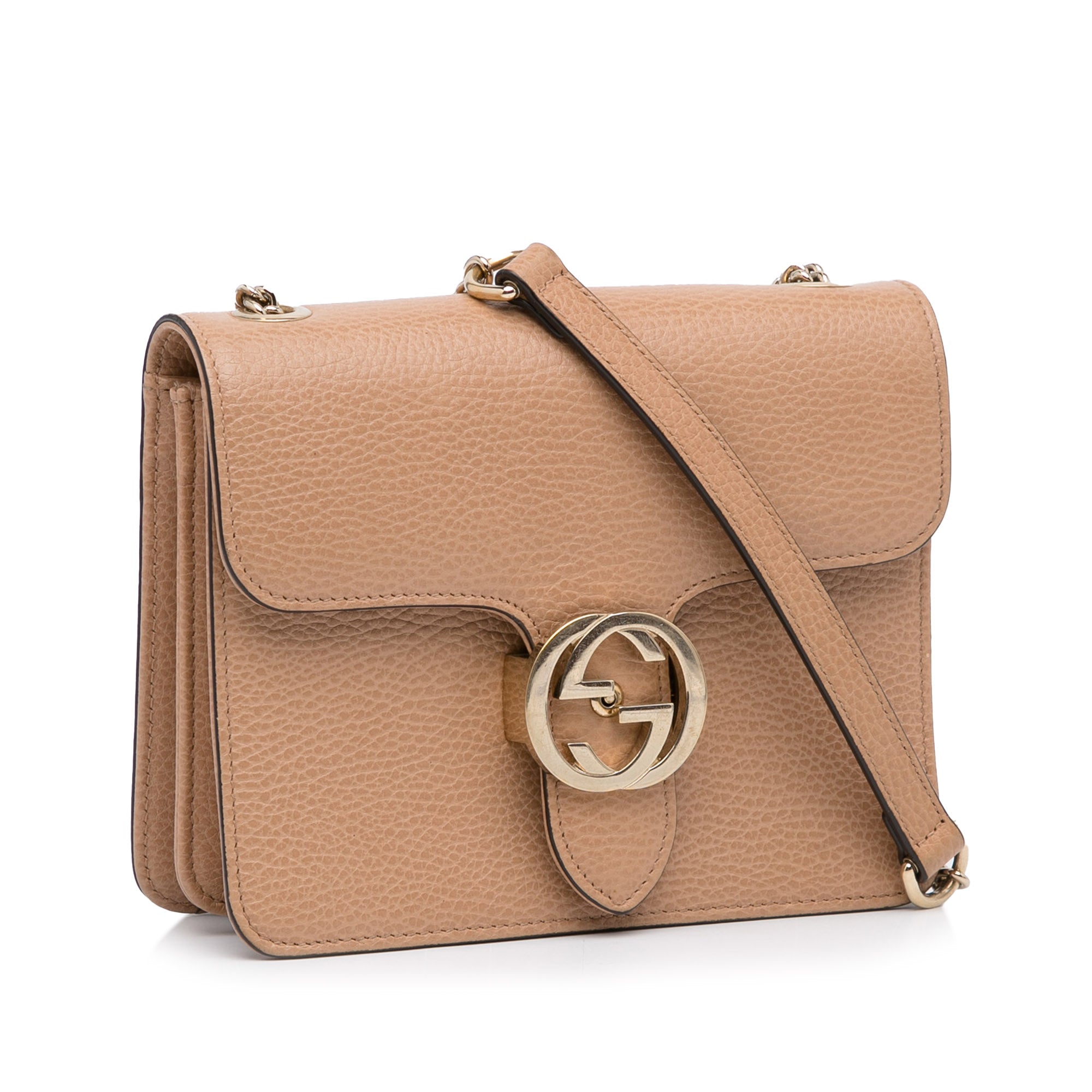 GUCCI Shoulder Bag 510304 Interlocking G ChainShoulder leather beige W –