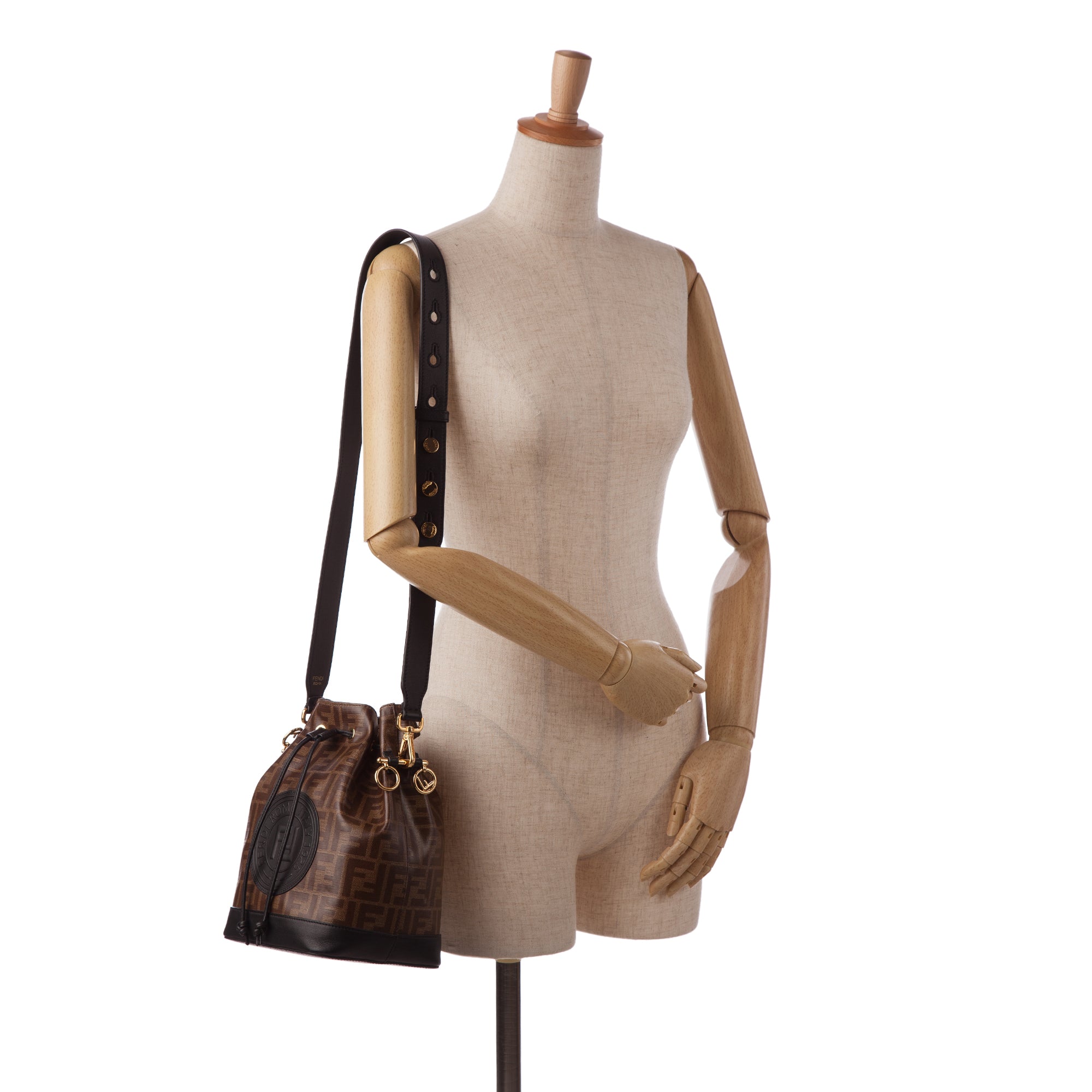 FENDI Wool Vitello King FF 1974 Mini Mon Tresor Bucket Bag Beige