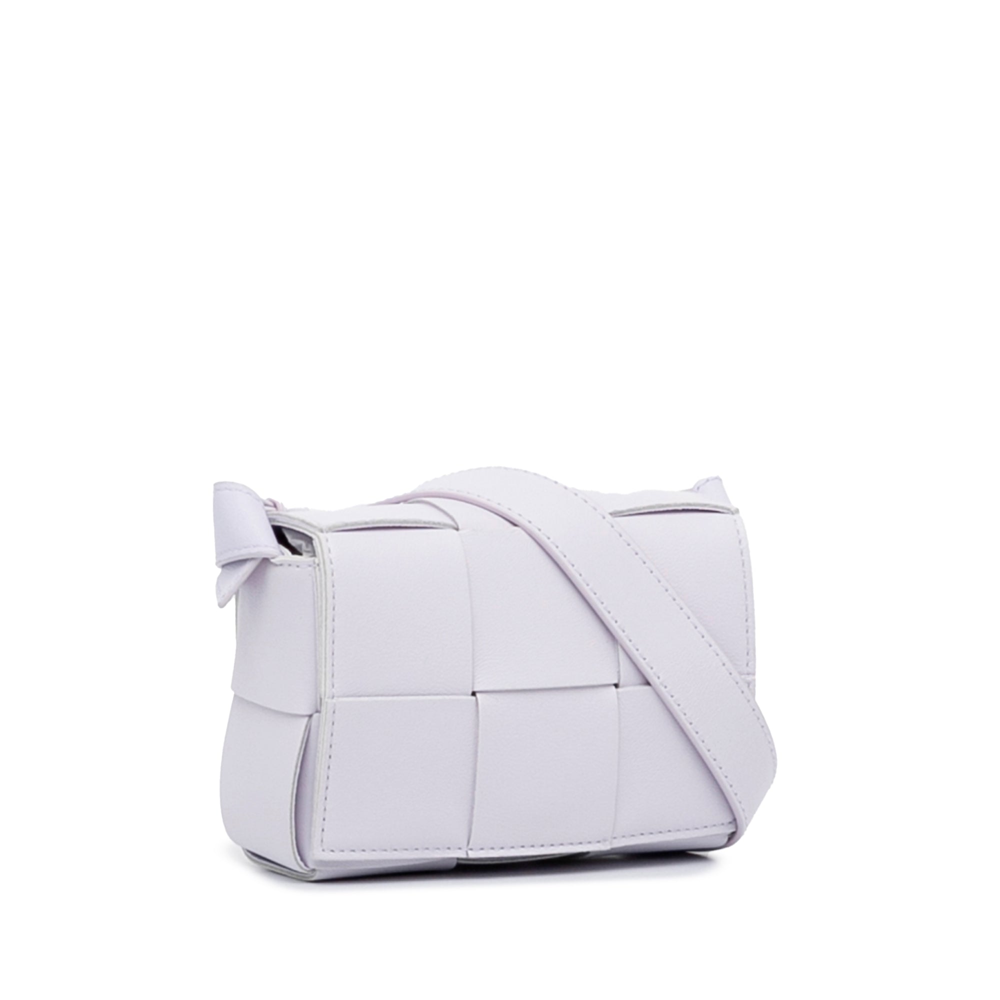 White Bottega Veneta Mini Intrecciato Cassette Crossbody Bag