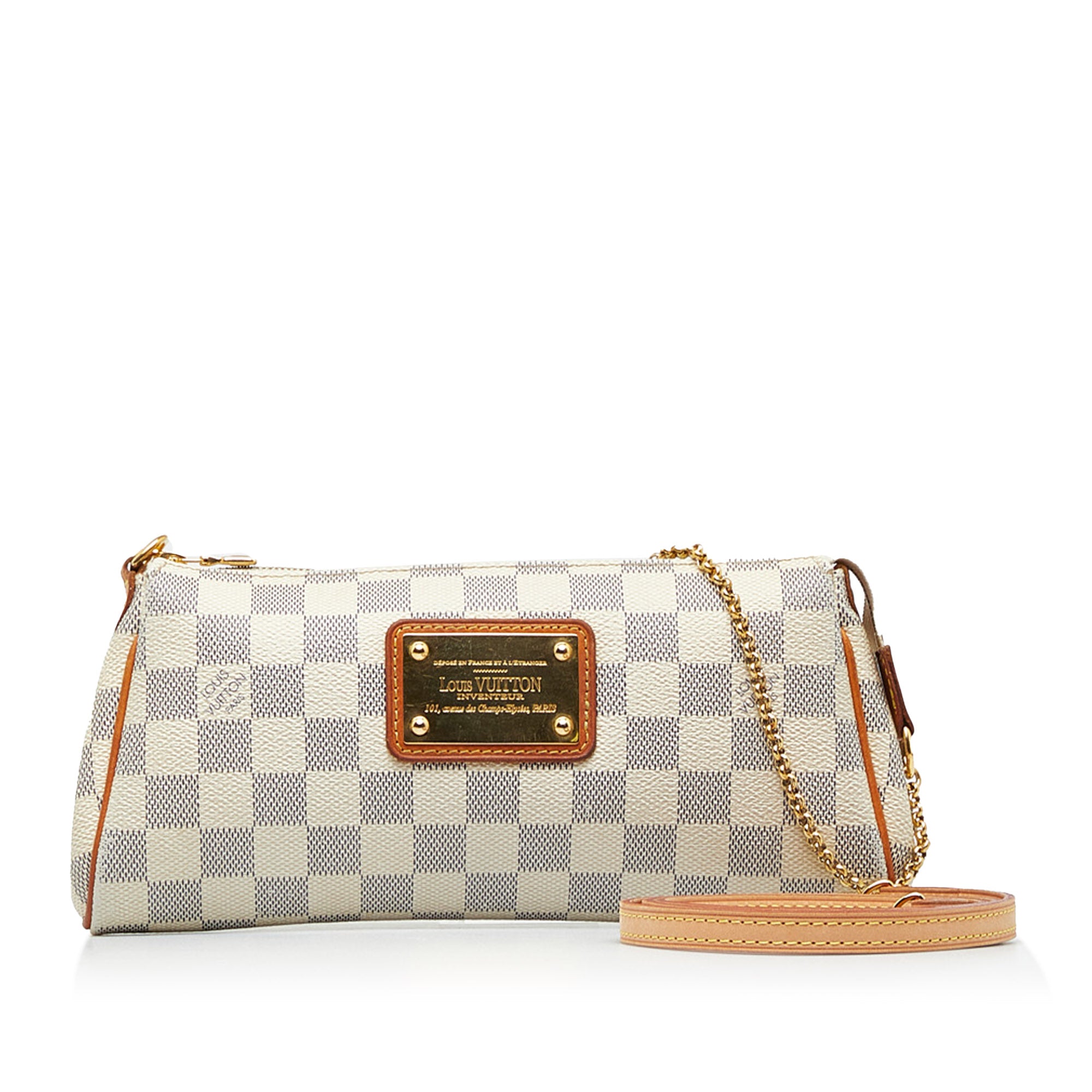 Louis+Vuitton+Eva+Shoulder+Bag+White+Canvas+Damier+Azur for sale online