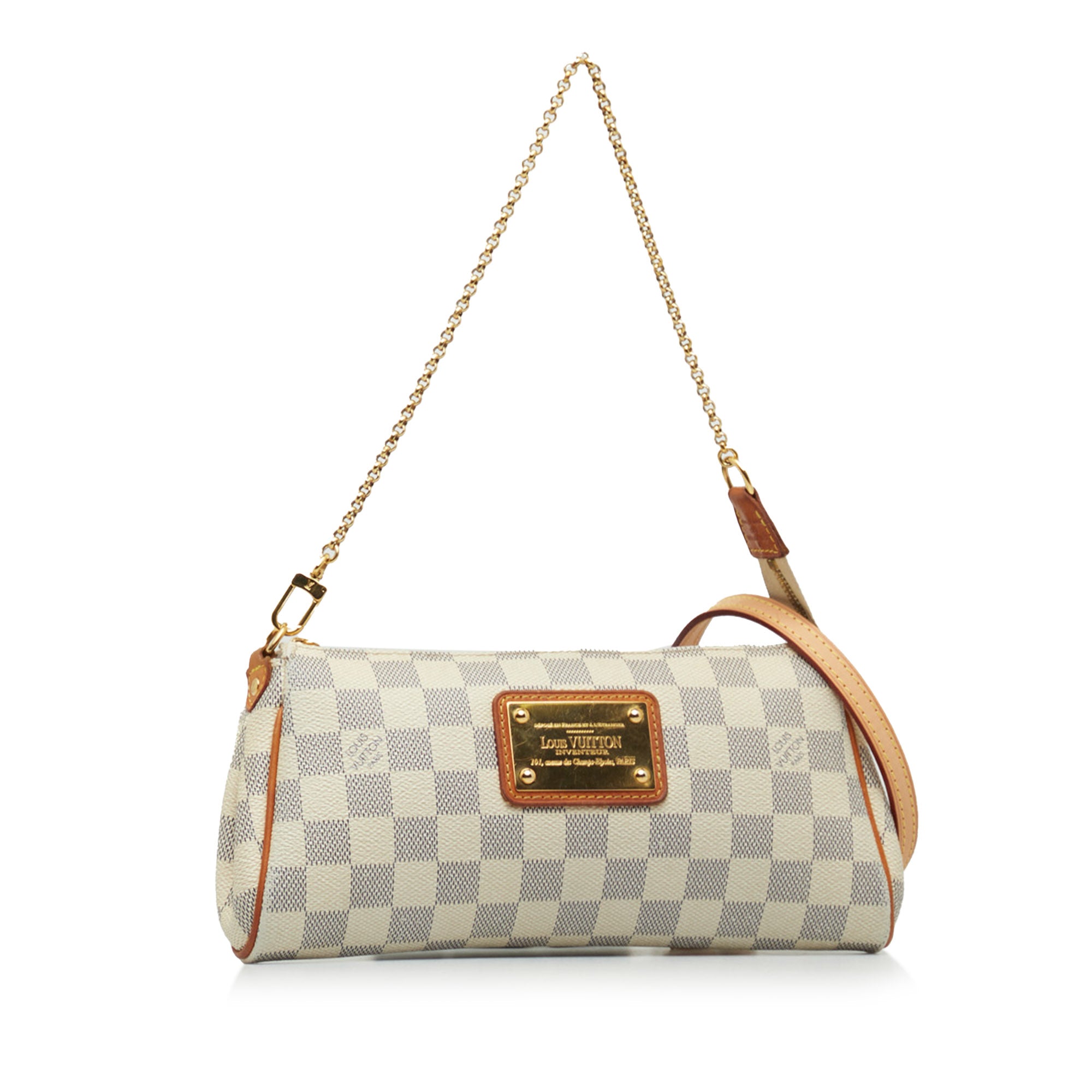 Louis+Vuitton+Eva+Shoulder+Bag+White+Canvas+Damier+Azur for sale online