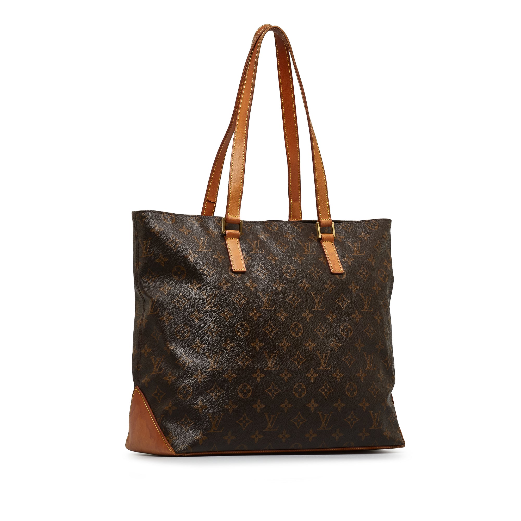 Louis Vuitton Monogram Cabas Mezzo Brown Large Zipper Satchel Handbag