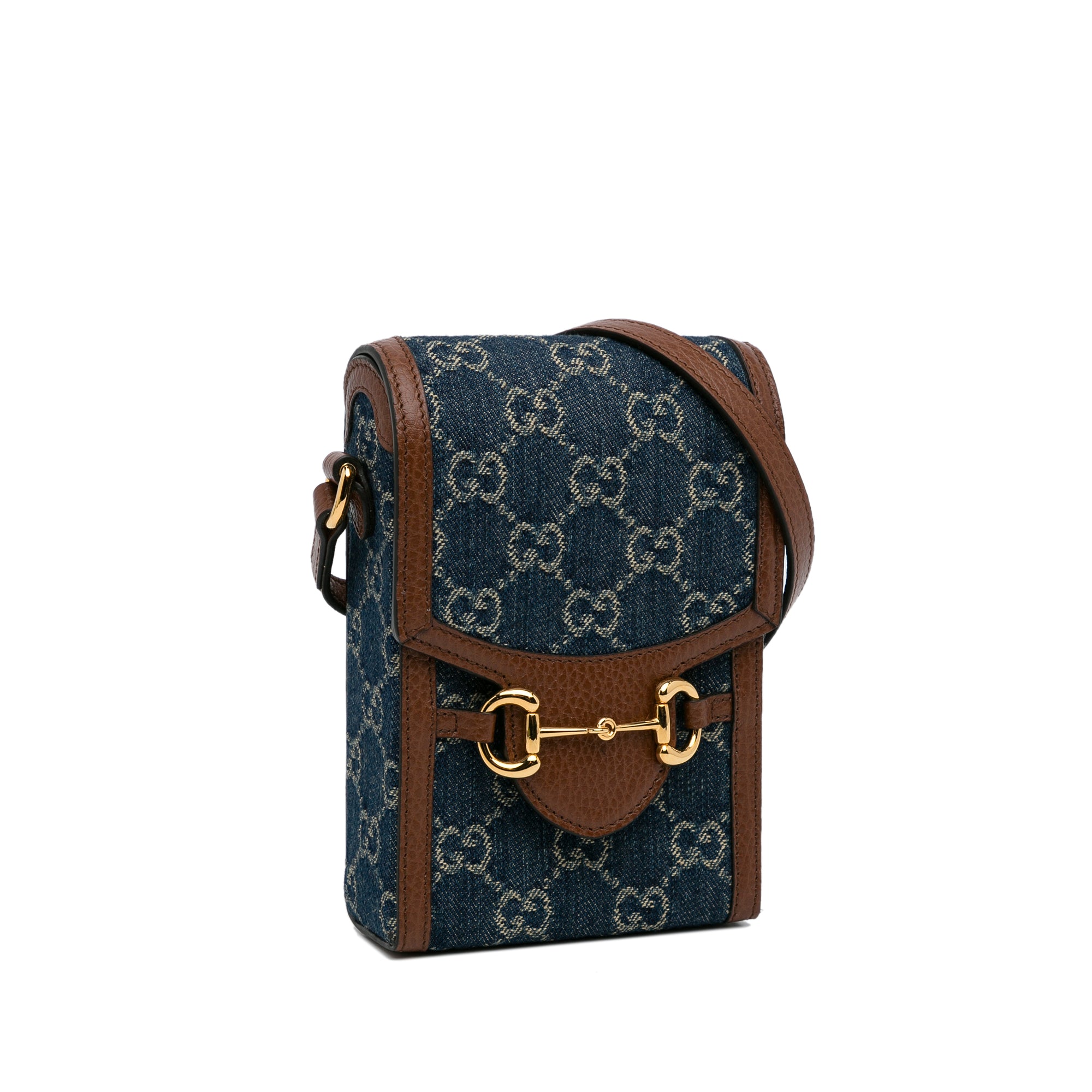 Gucci Horsebit 1955 Crossbody Bag GG Denim Mini Blue 2359921