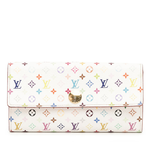 Louis Vuitton White Monogram Multicolor Sarah Flap Wallet Pink