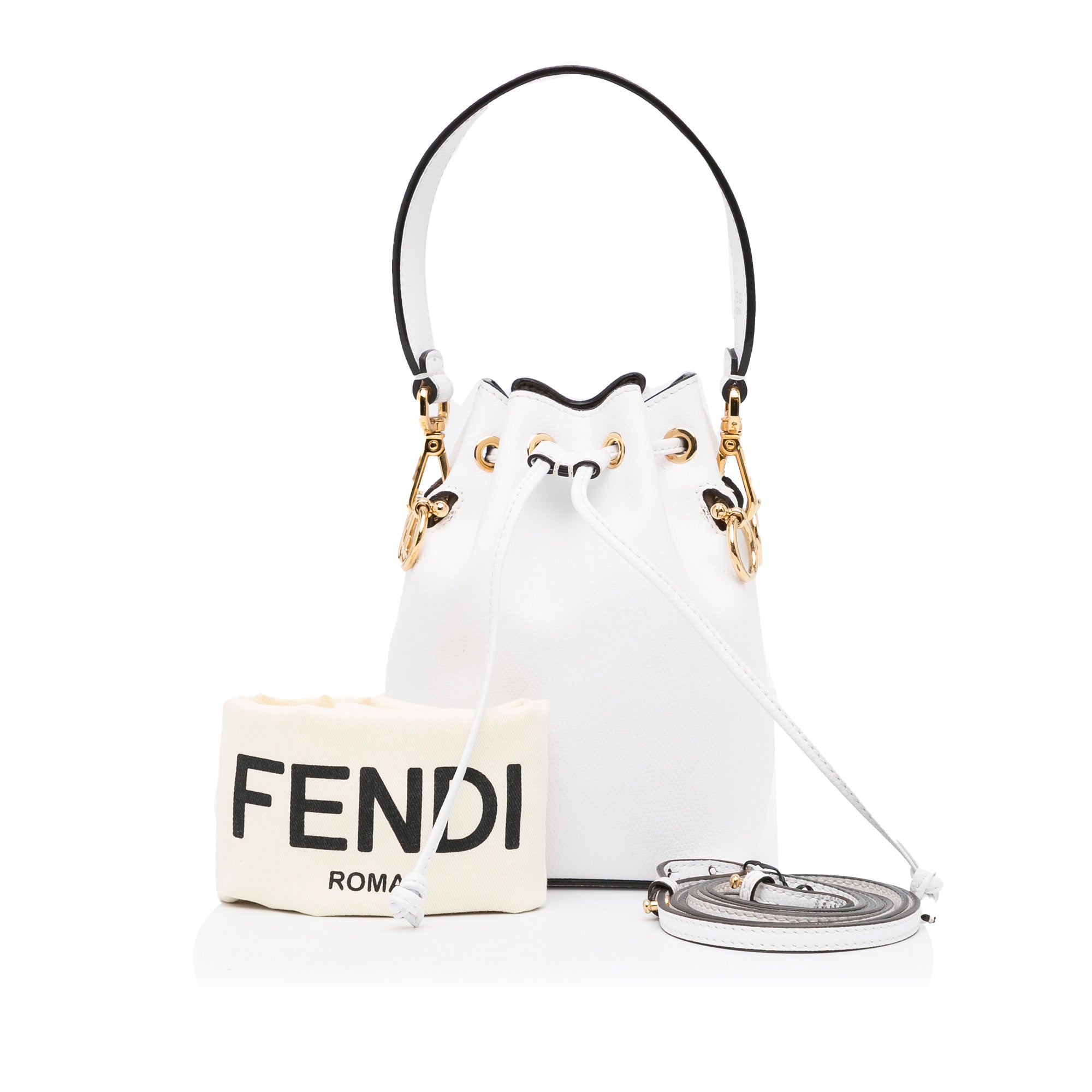 Fendi Pre-owned x Fila Mini Mon Tresor Bucket Bag - White