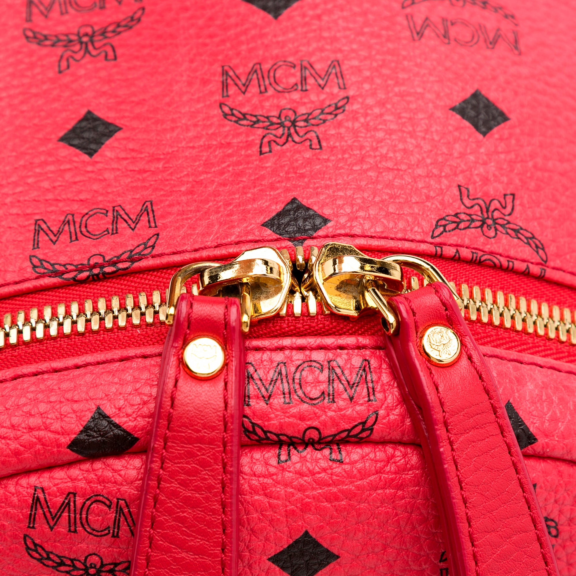 Red MCM Mini Visetos Leather Backpack – Designer Revival