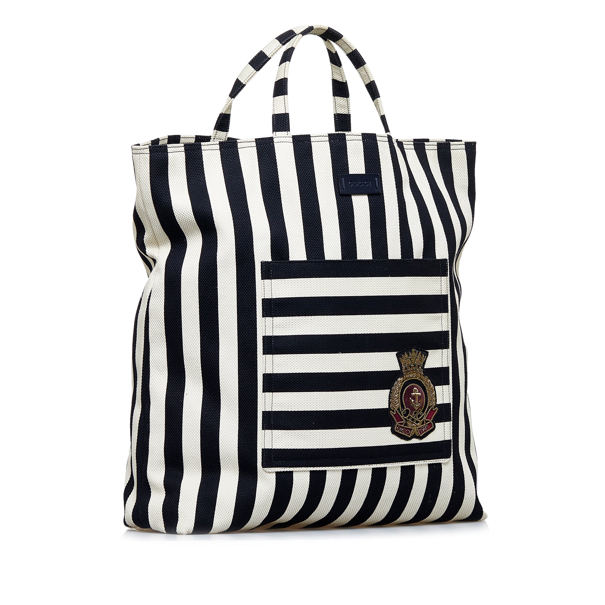 White GG-logo large Web Stripe canvas tote bag, Gucci