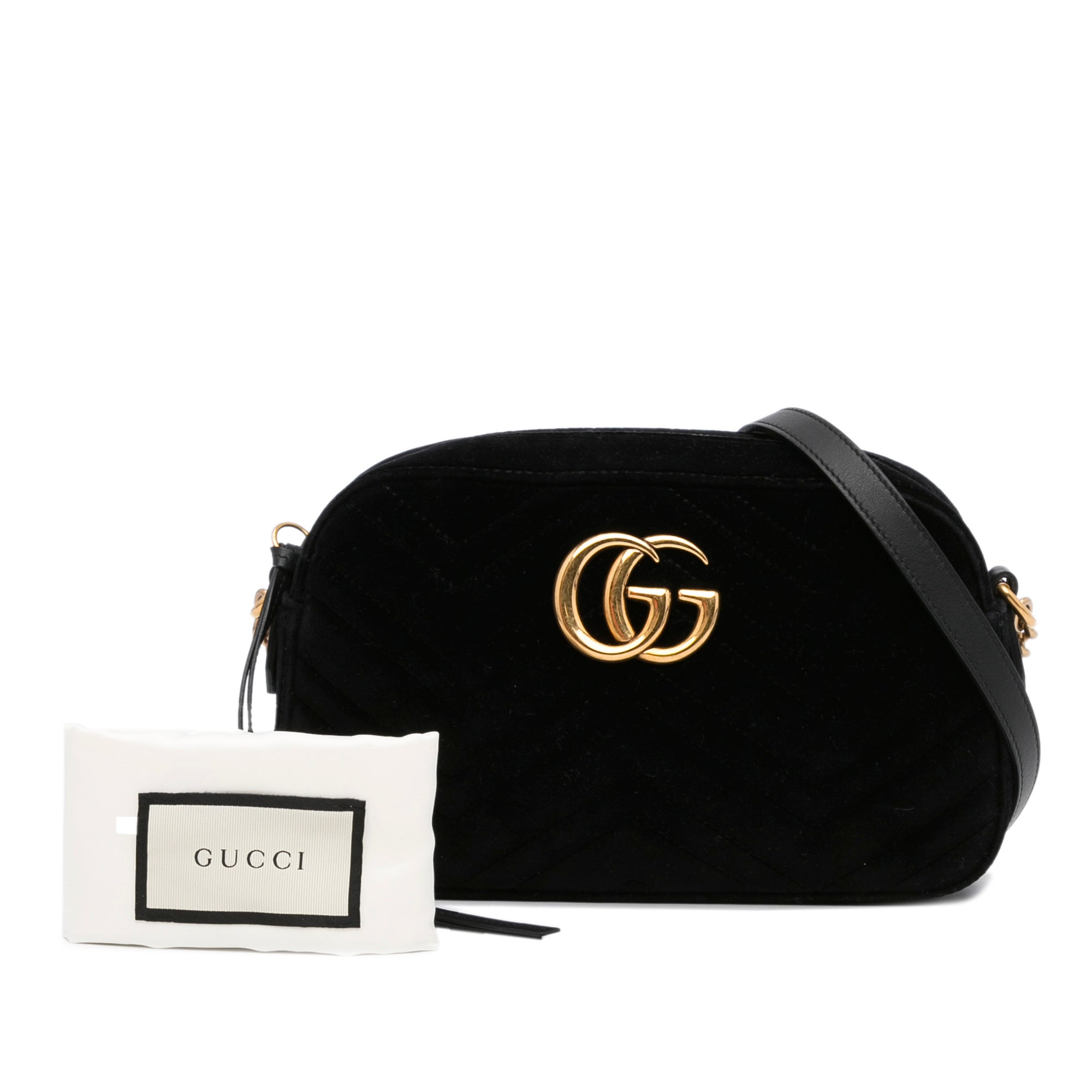 Black Gucci Small GG Marmont Velvet Crossbody