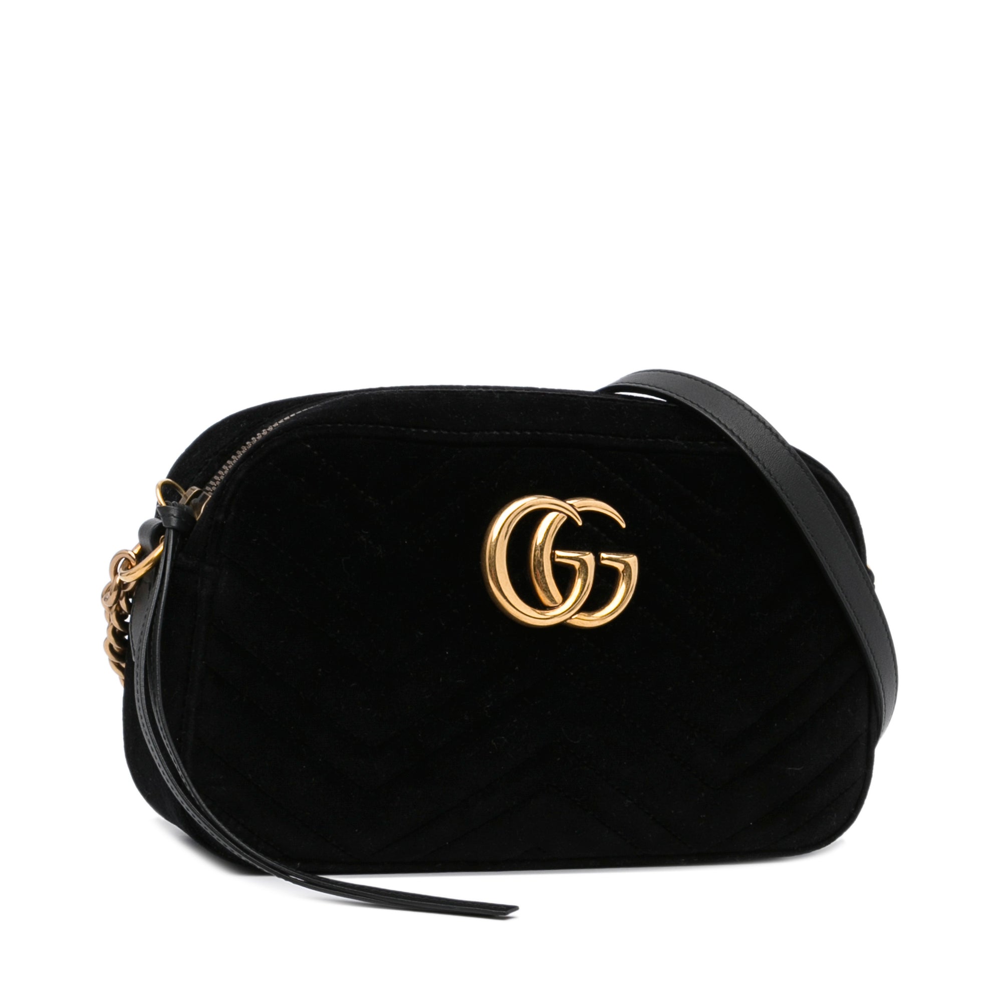 Black Gucci Small GG Marmont Velvet Crossbody