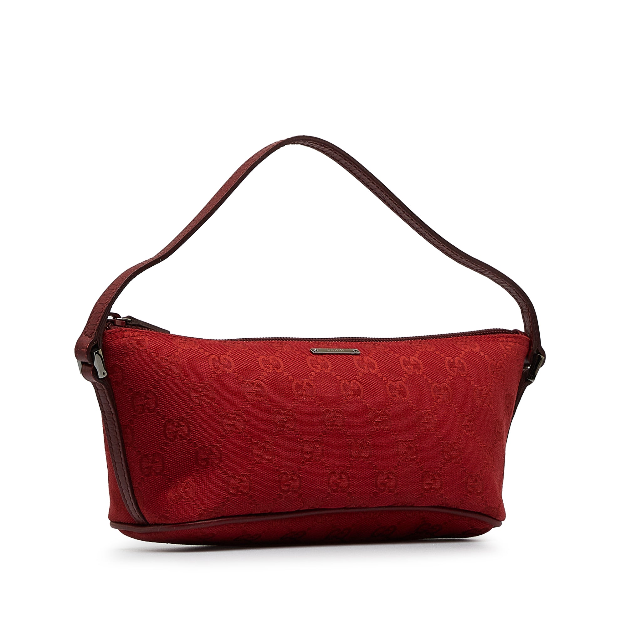 Gucci Mini Baguette Pochette Boat Red GG Monogram Bag