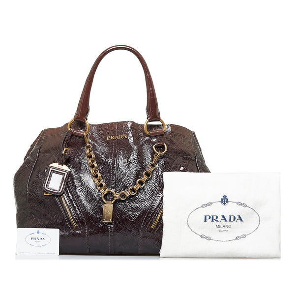 Prada Brique Patent Leather Crossbody Bag Black