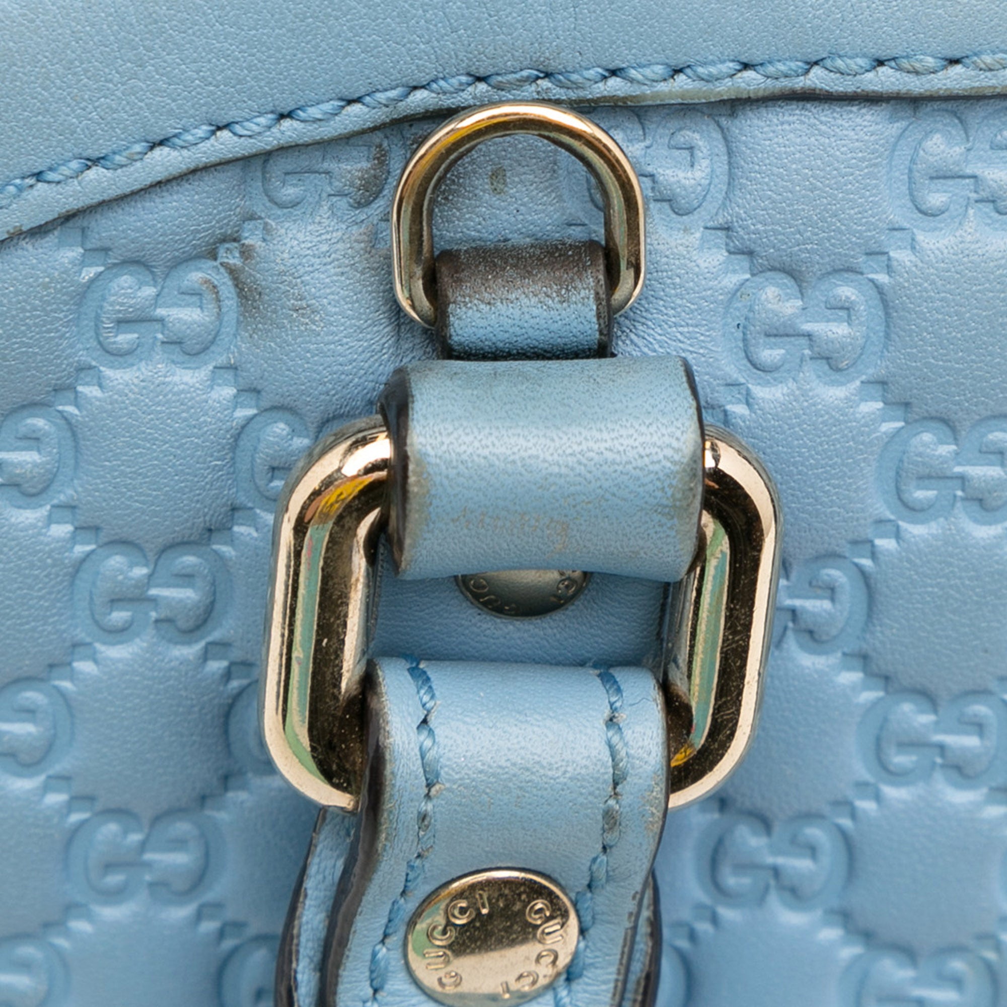 Gucci Dome Handbag Mini Teal Blue Microguccissima