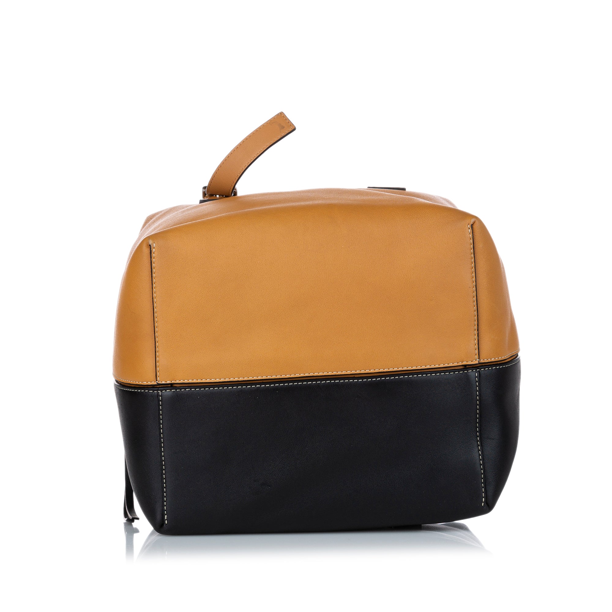 Women's Brown Leather Cube Bag