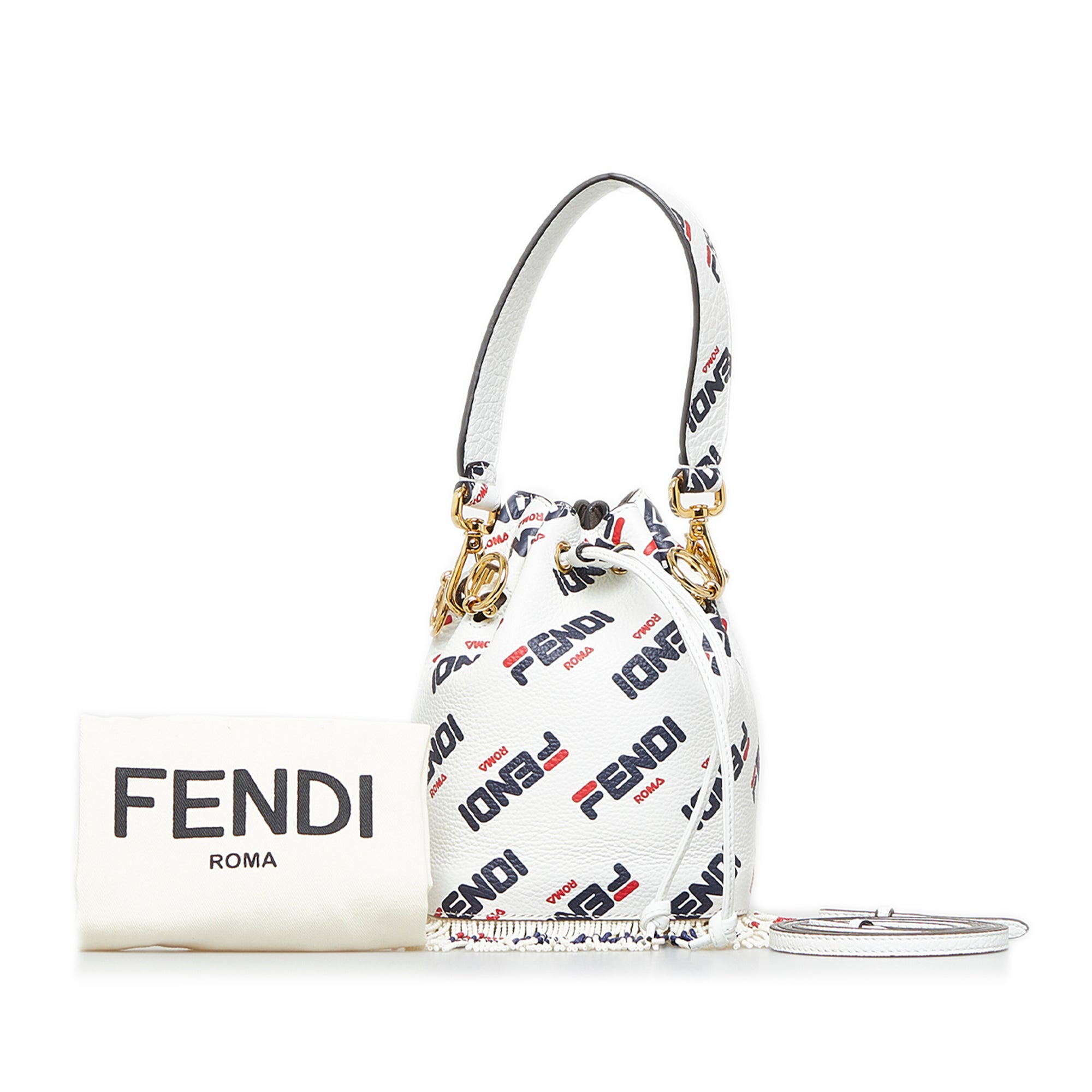 Fendi // Mini Fendimania Mon Tresor Bucket Bag // White +