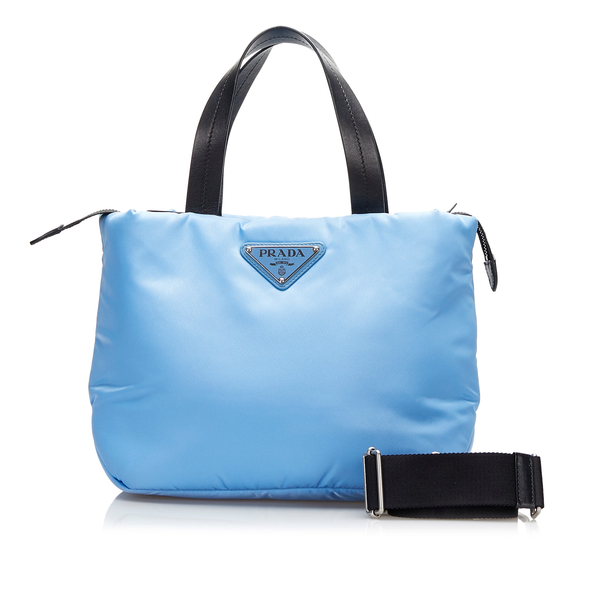 Blue Prada Small Puffer Tessuto Satchel Infrastructure