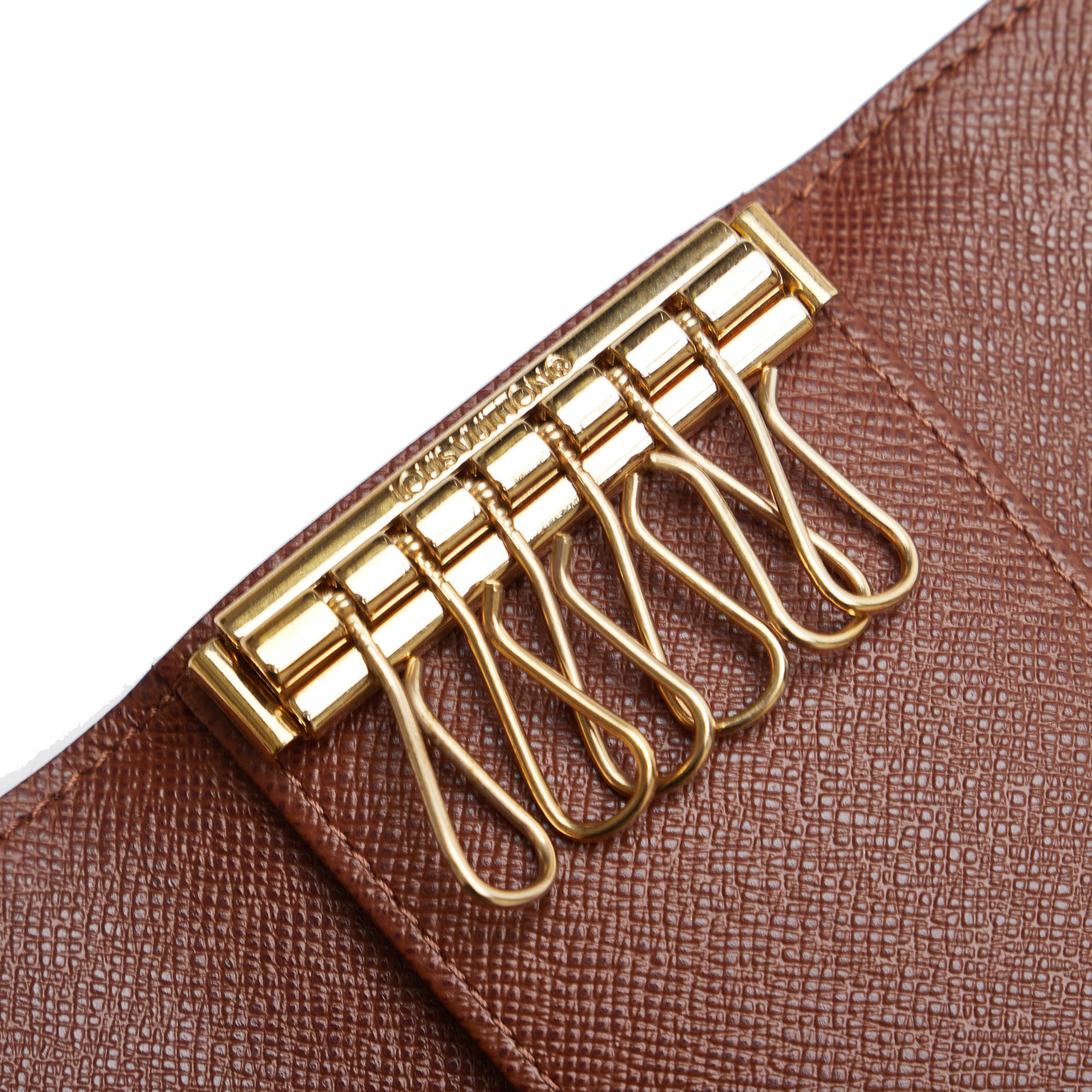 Louis Vuitton Leather Monogram 6 Key Holder Brown Pink