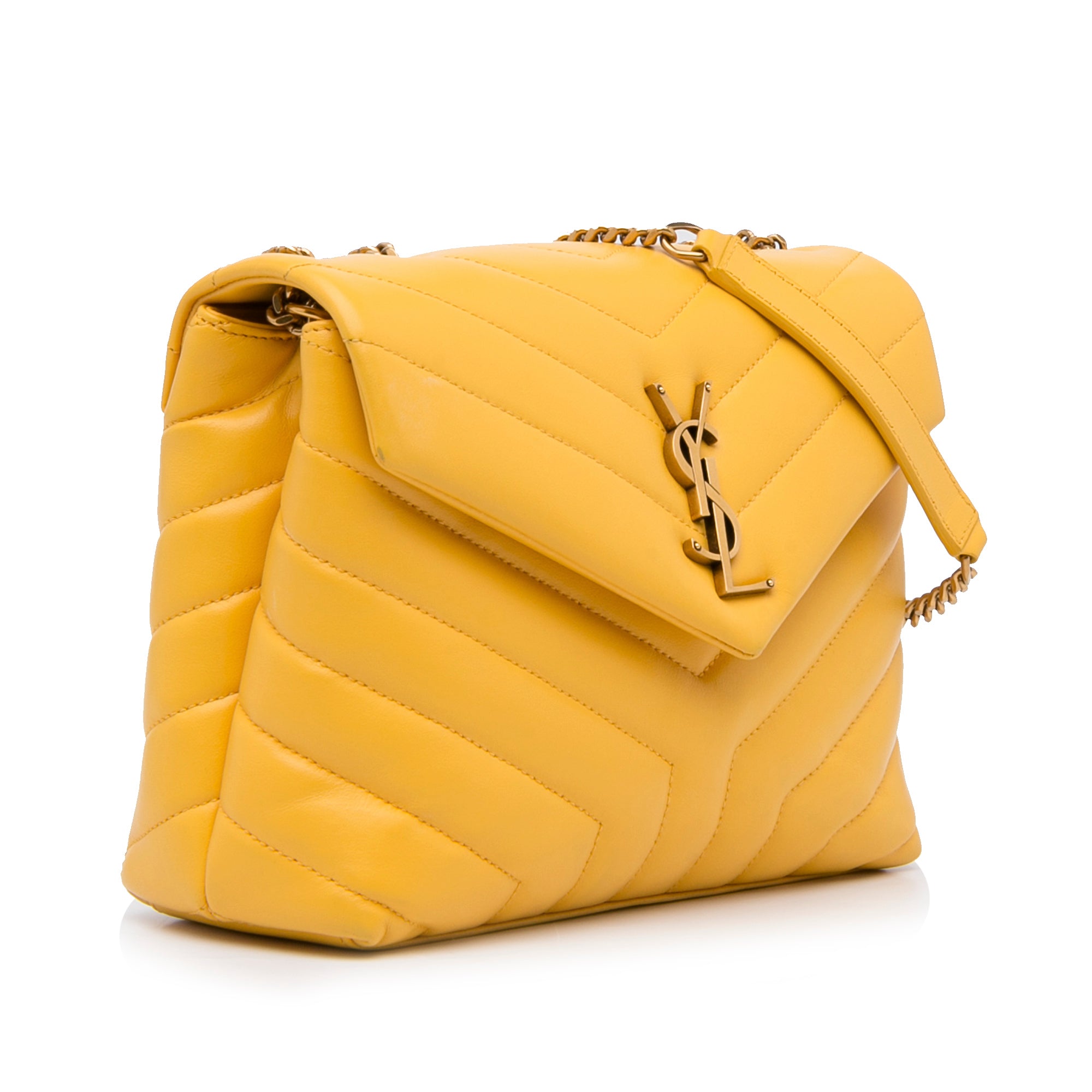 Saint Laurent Loulou Puffer Canvas Clutch in Yellow