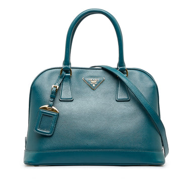 Pre-owned Prada Blue Saffiano Lux Leather Mini Promenade Crossbody Bag