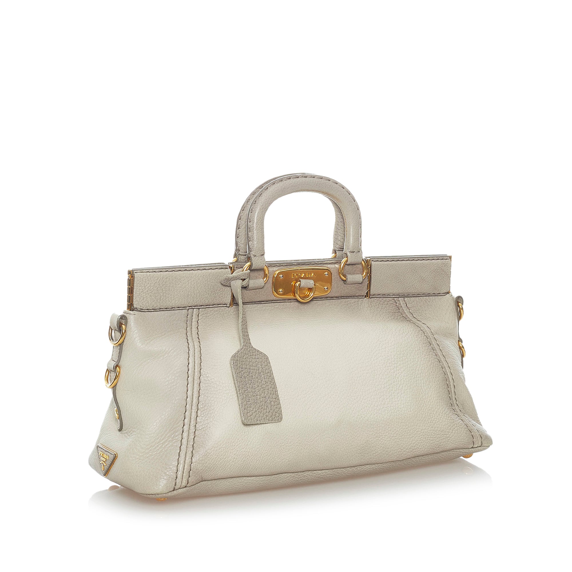 Prada Beige Cervo Lux Leather Woven Chain Hobo Prada