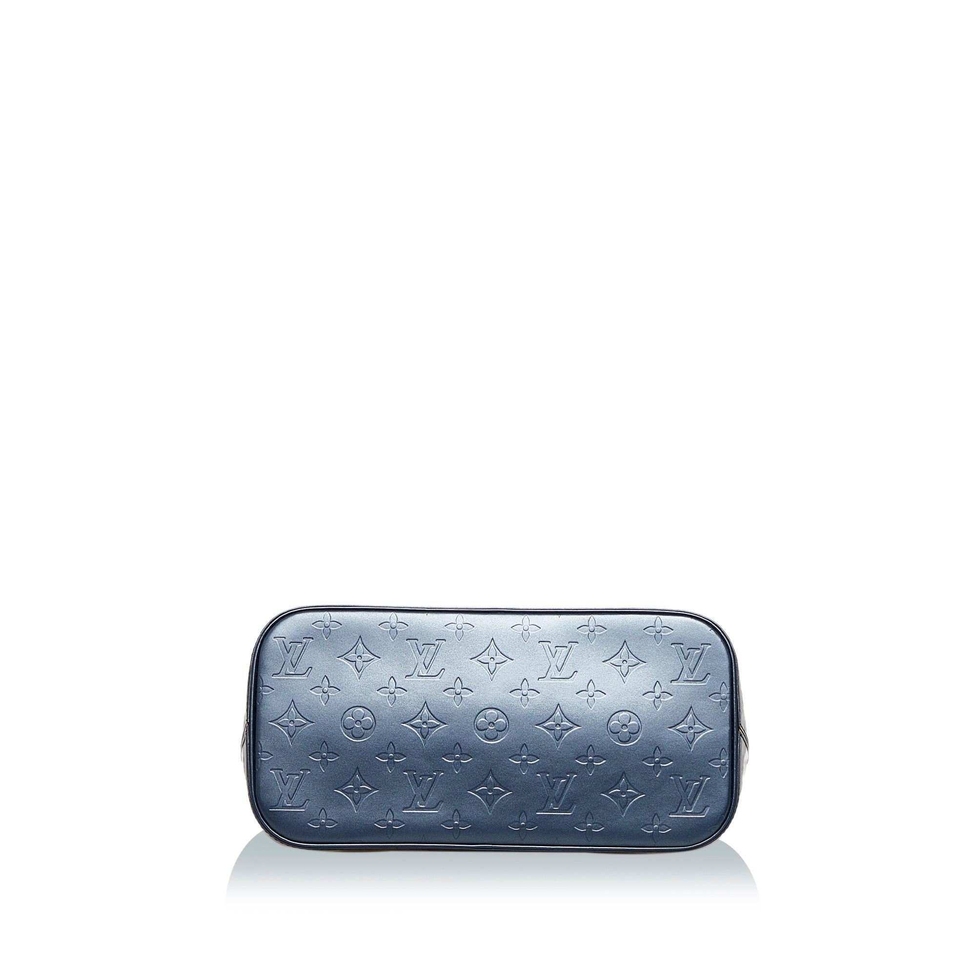 Louis Vuitton Stockton M55115 Monogram Mat Leather Tote Handbag Blue Gray