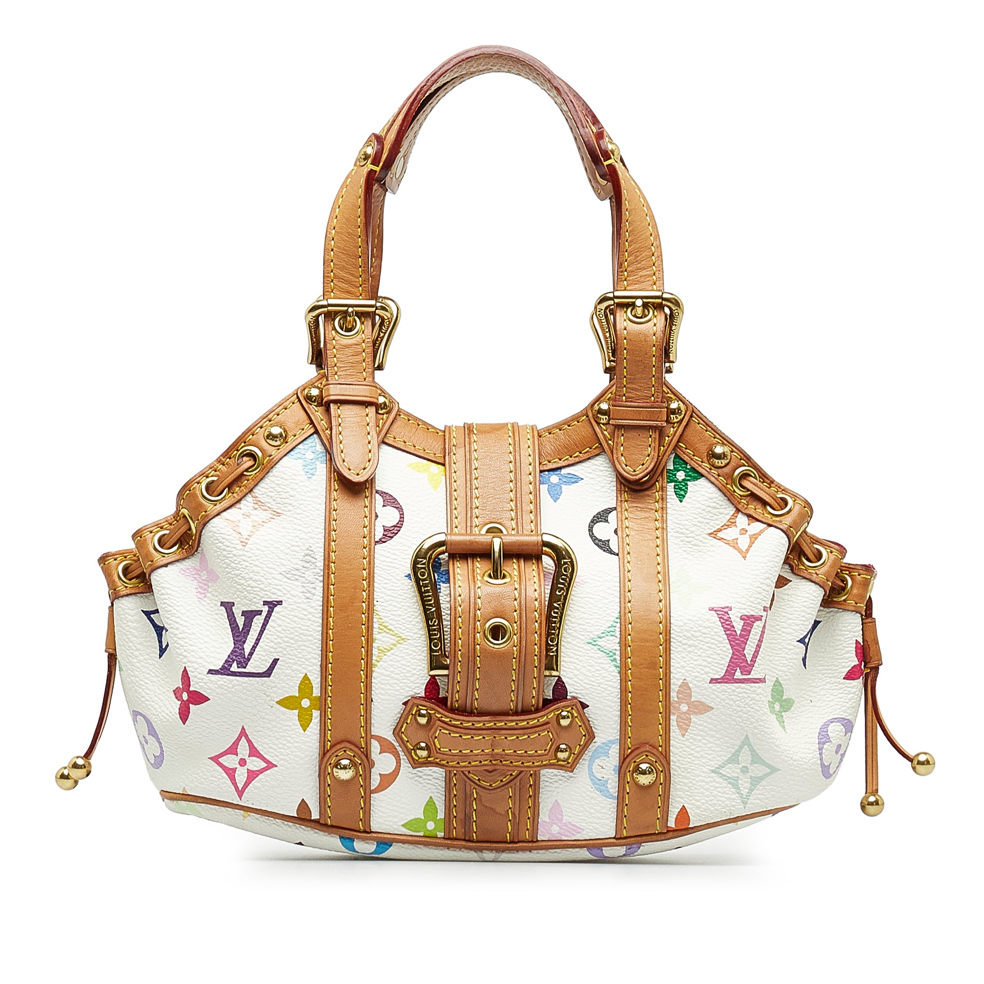 Louis Vuitton Theda Leather & Canvas Handbag 
