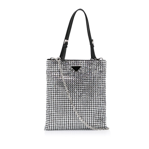 Silver Prada Crystal Satchel