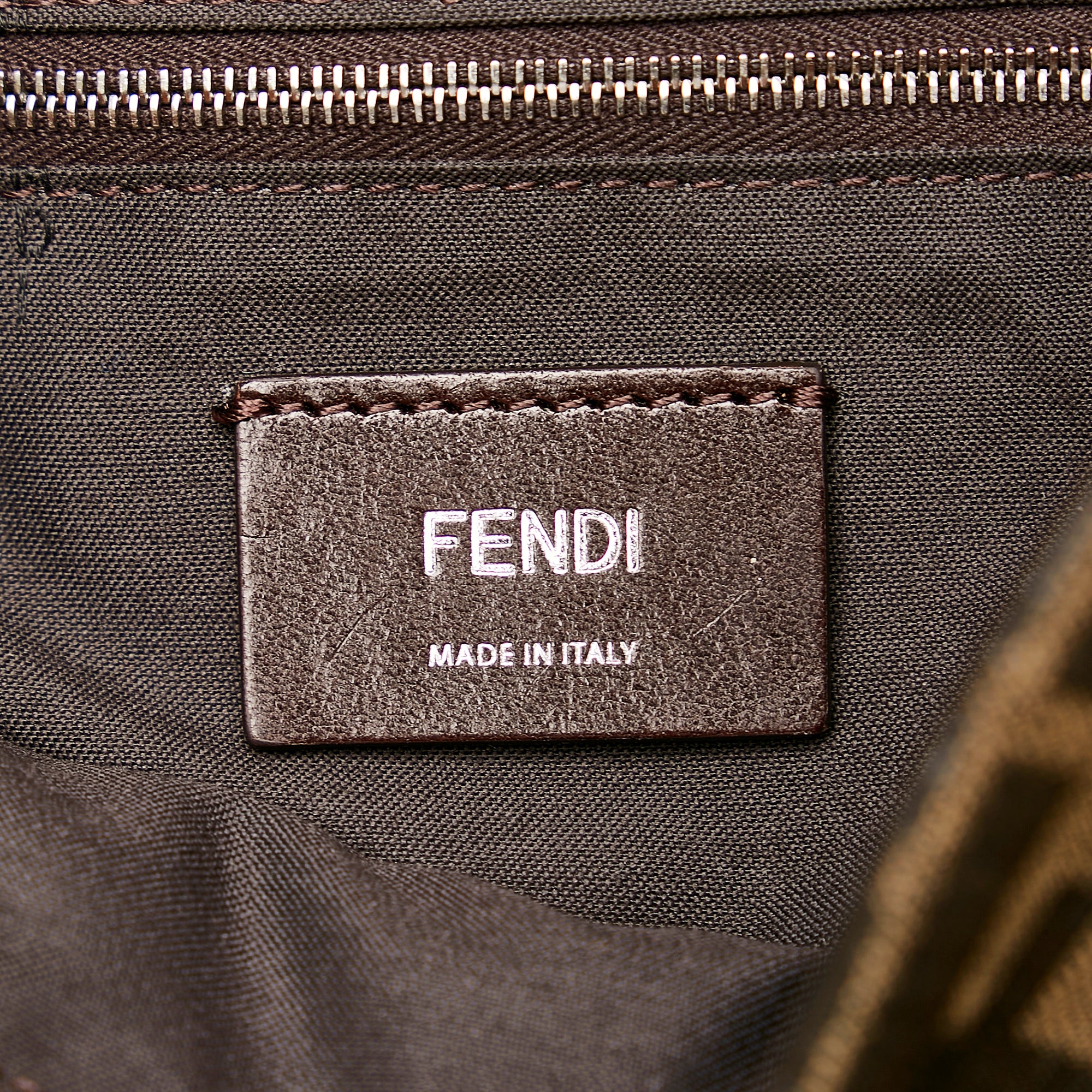 Fendi Zucca Coated Canvas, Red & Black Calfskin Belt Bag